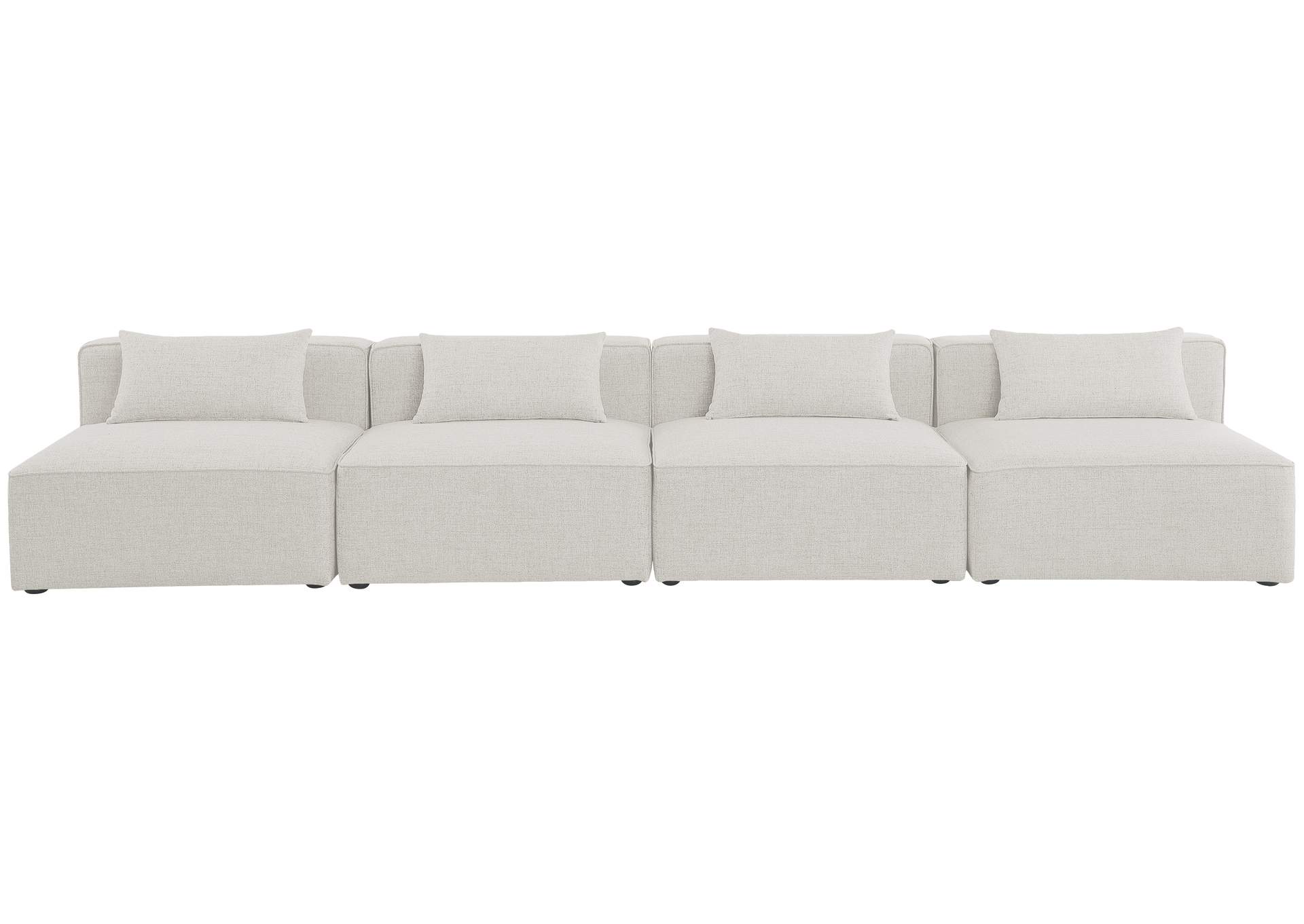 Cube Cream Durable Linen Textured Modular Sofa,Meridian Furniture