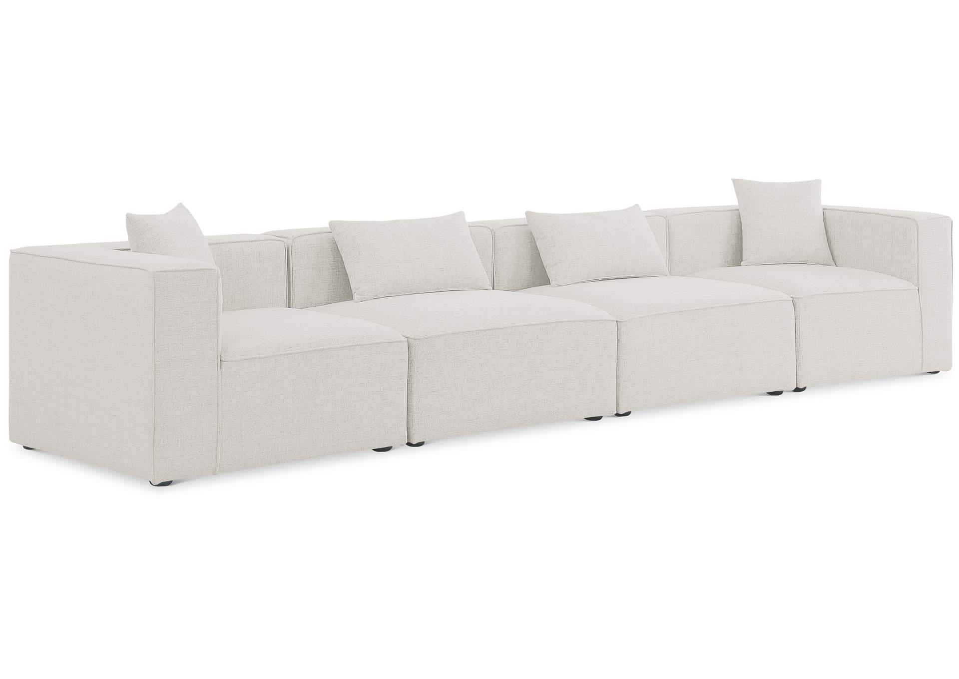 Cube Cream Durable Linen Textured Modular Sofa,Meridian Furniture