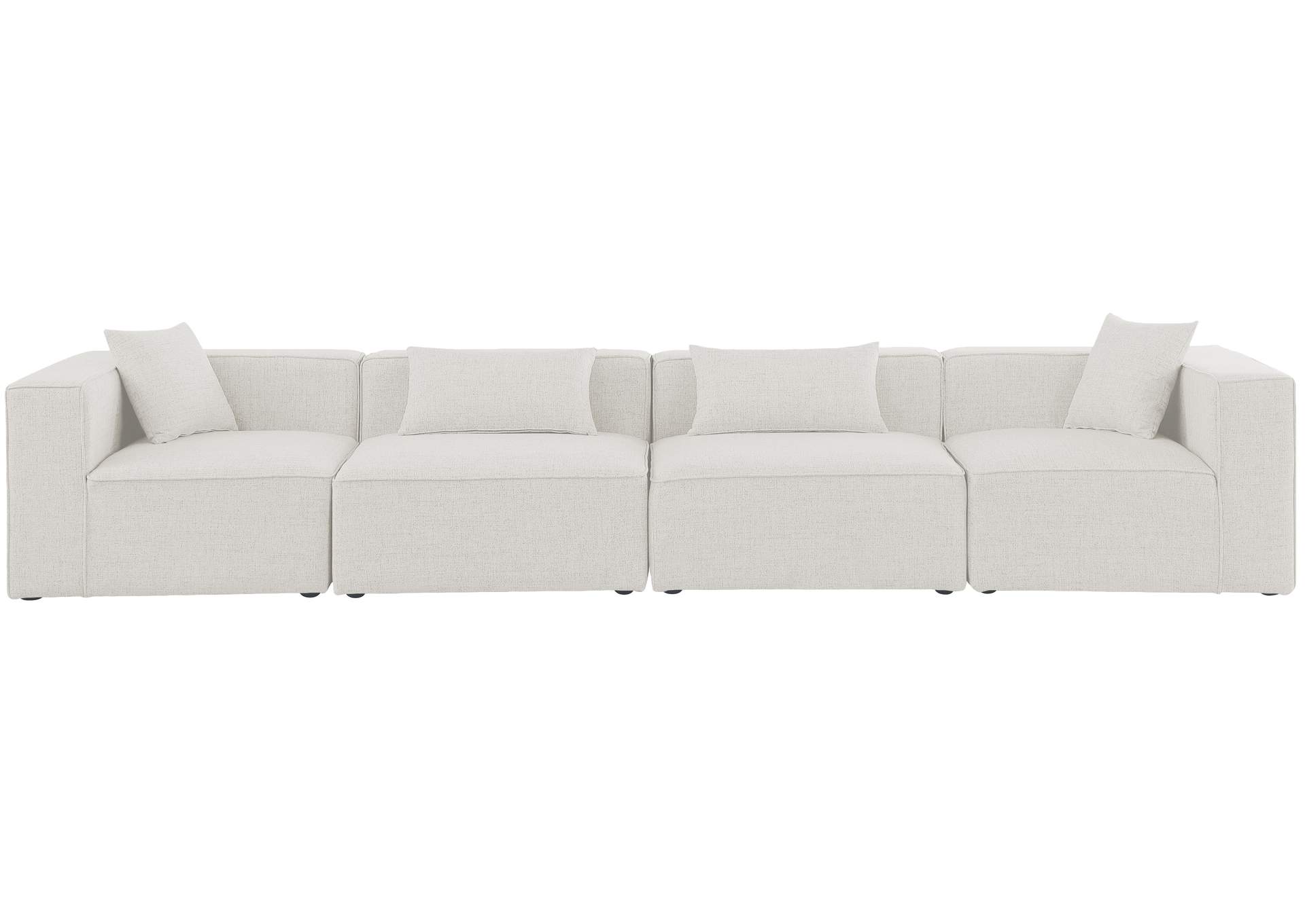 Cube Cream Durable Linen Textured Modular Sofa,Meridian Furniture