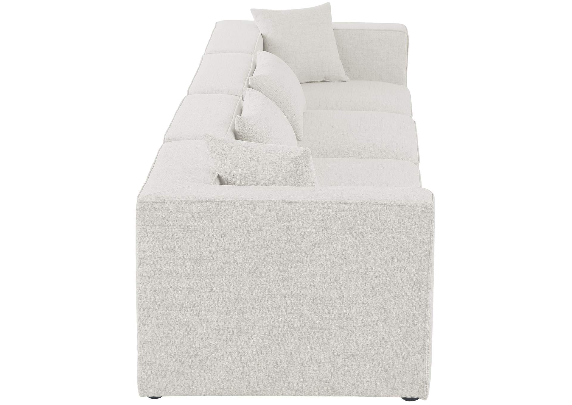 Cube Cream Durable Linen Textured Modular Sofa,Meridian Furniture