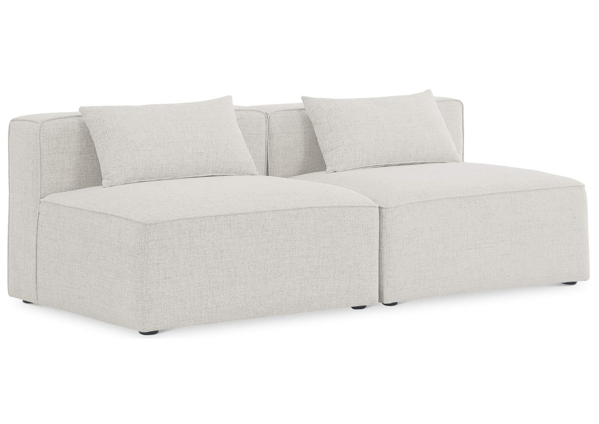 Cube Cream Durable Linen Textured Modular Sofa,Meridian Furniture