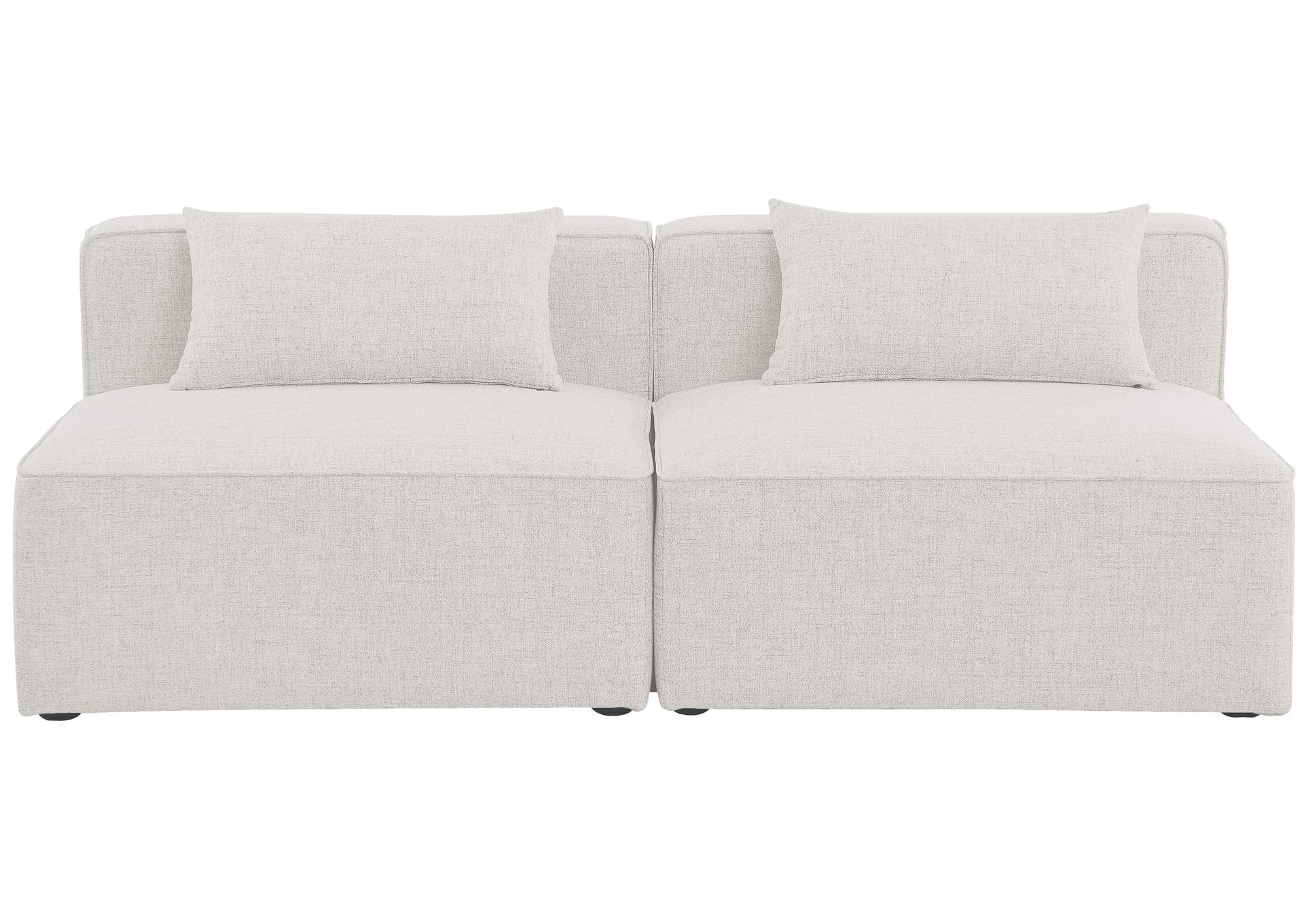 Cube Cream Durable Linen Textured Modular Sofa,Meridian Furniture