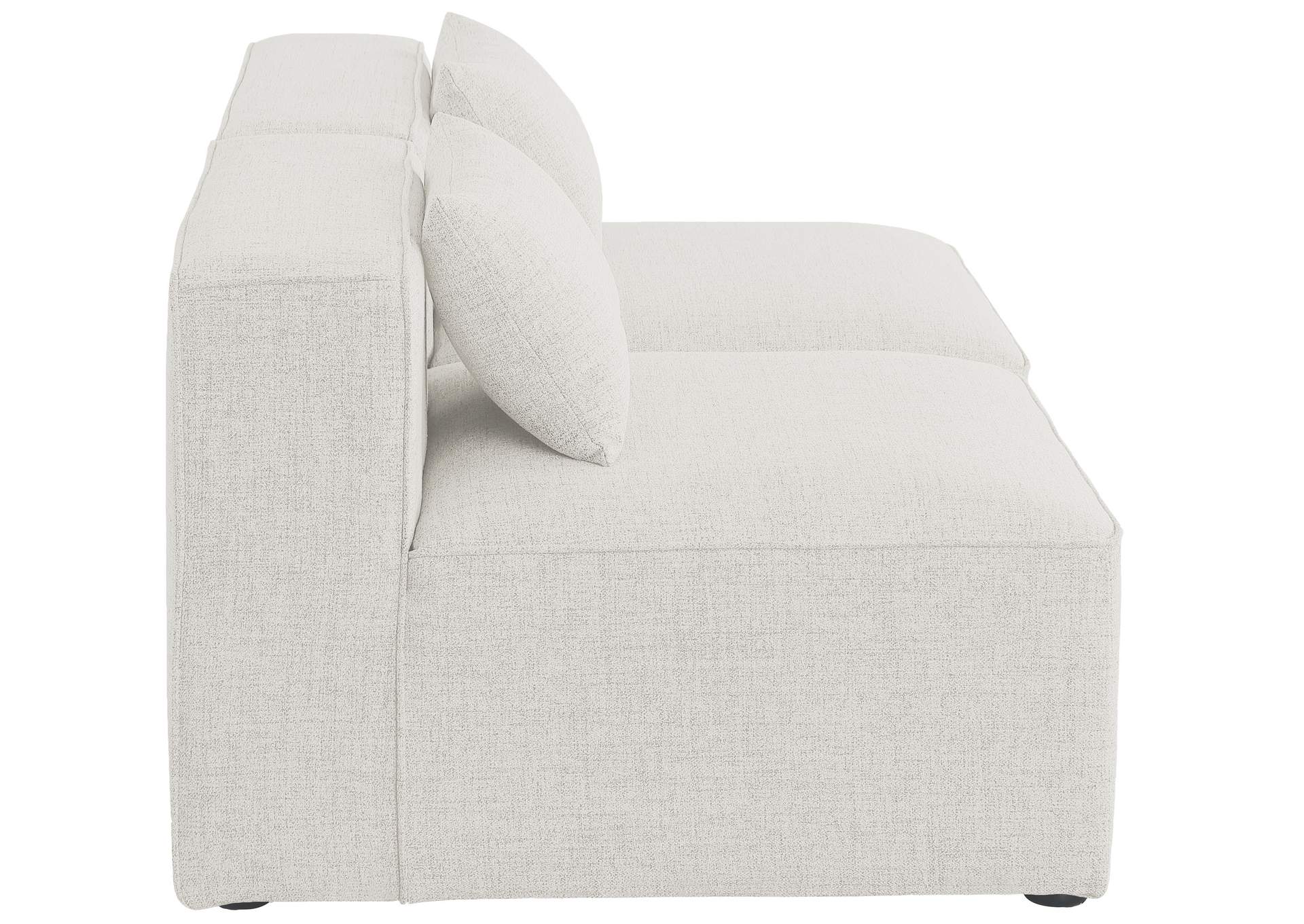 Cube Cream Durable Linen Textured Modular Sofa,Meridian Furniture