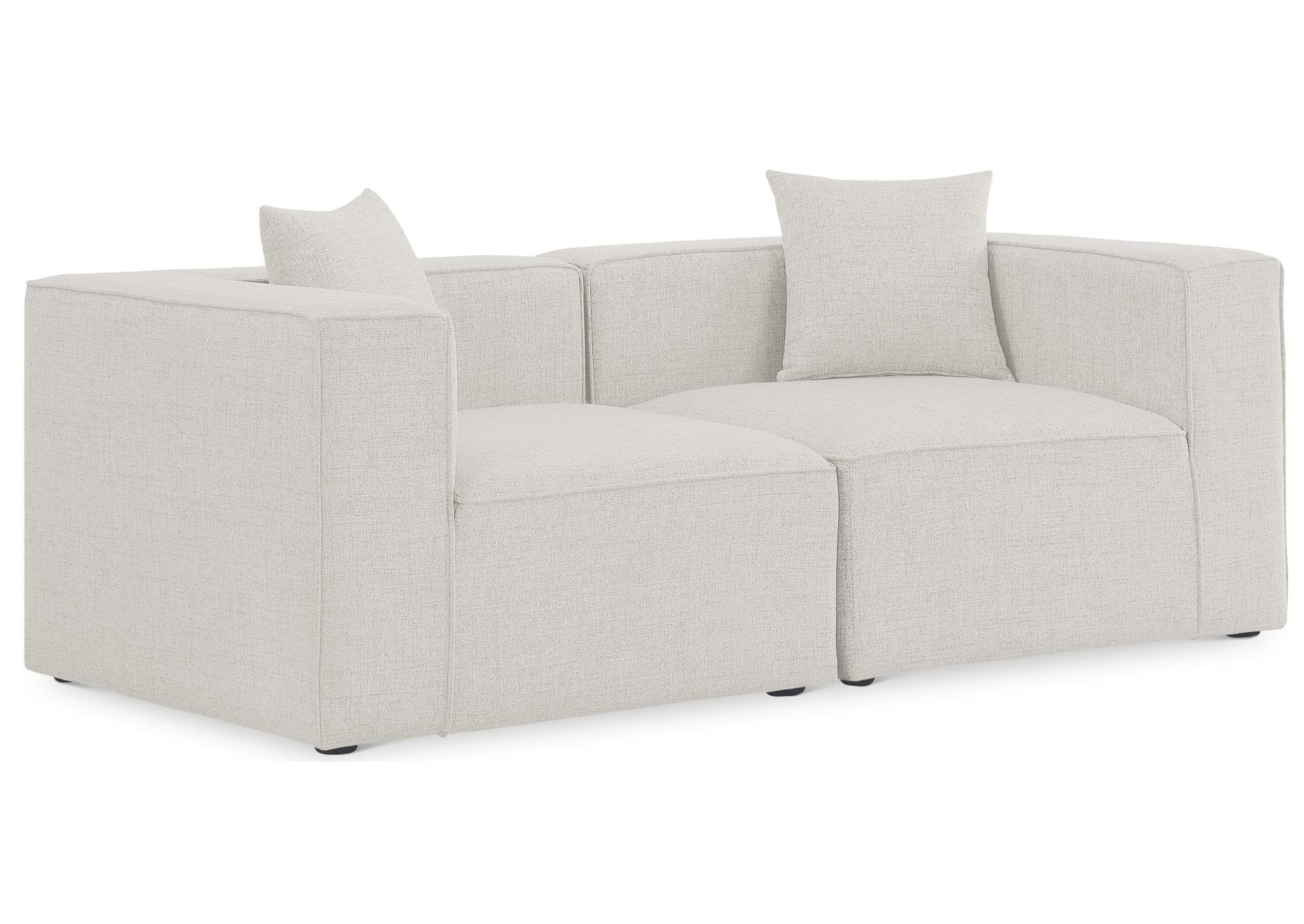 Cube Cream Durable Linen Textured Modular Sofa,Meridian Furniture