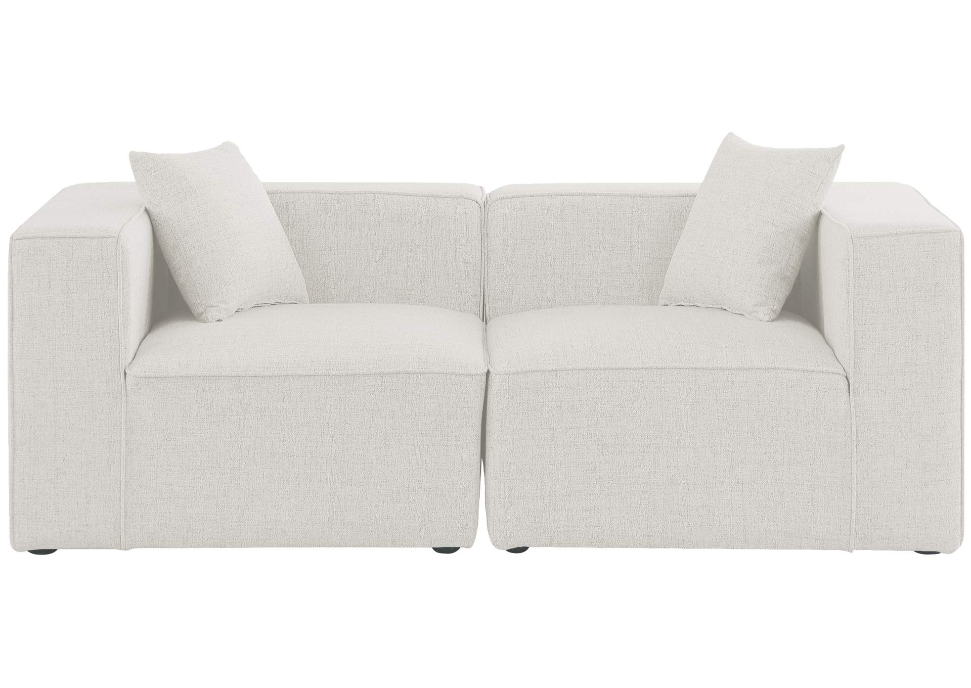 Cube Cream Durable Linen Textured Modular Sofa,Meridian Furniture