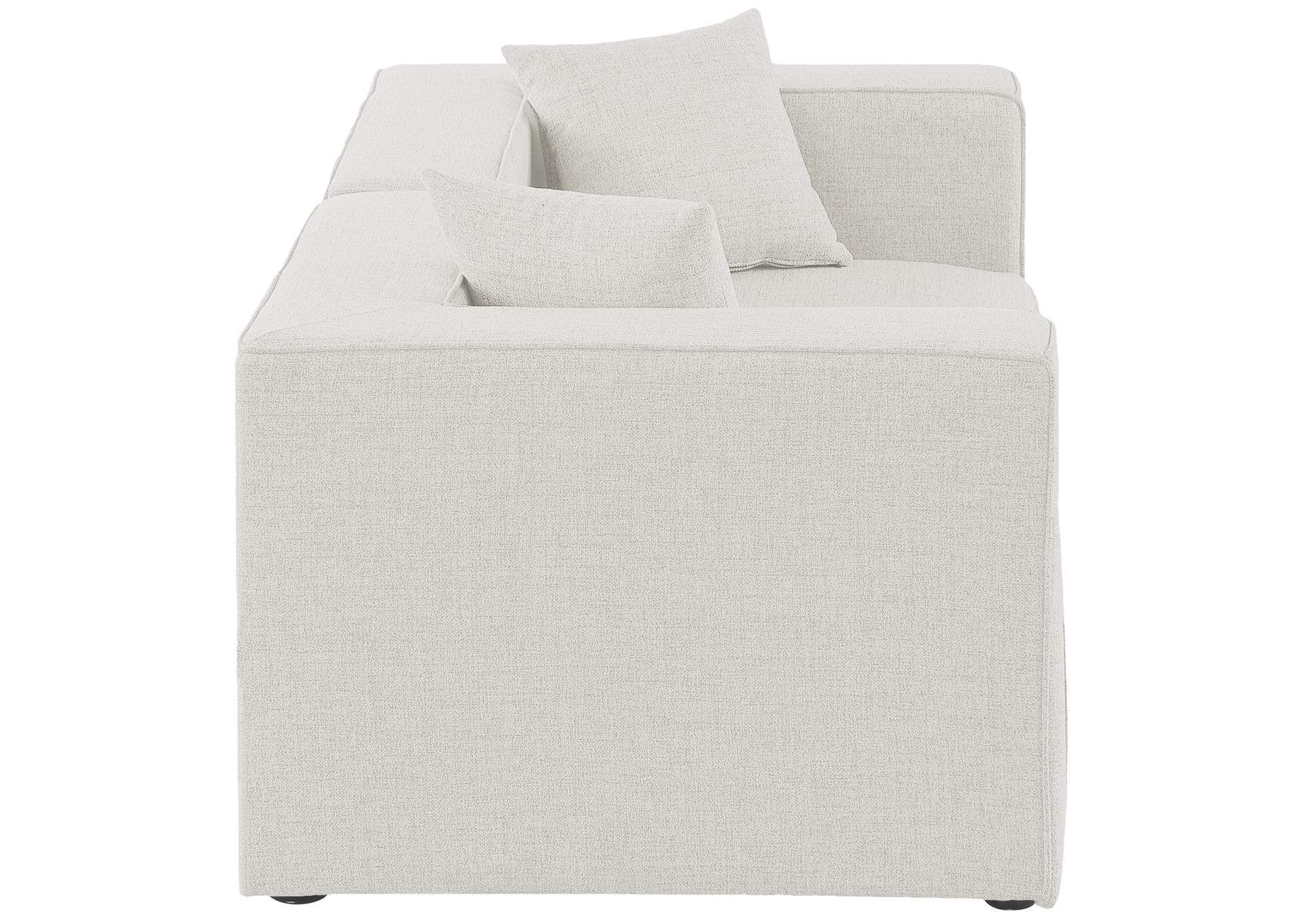 Cube Cream Durable Linen Textured Modular Sofa,Meridian Furniture