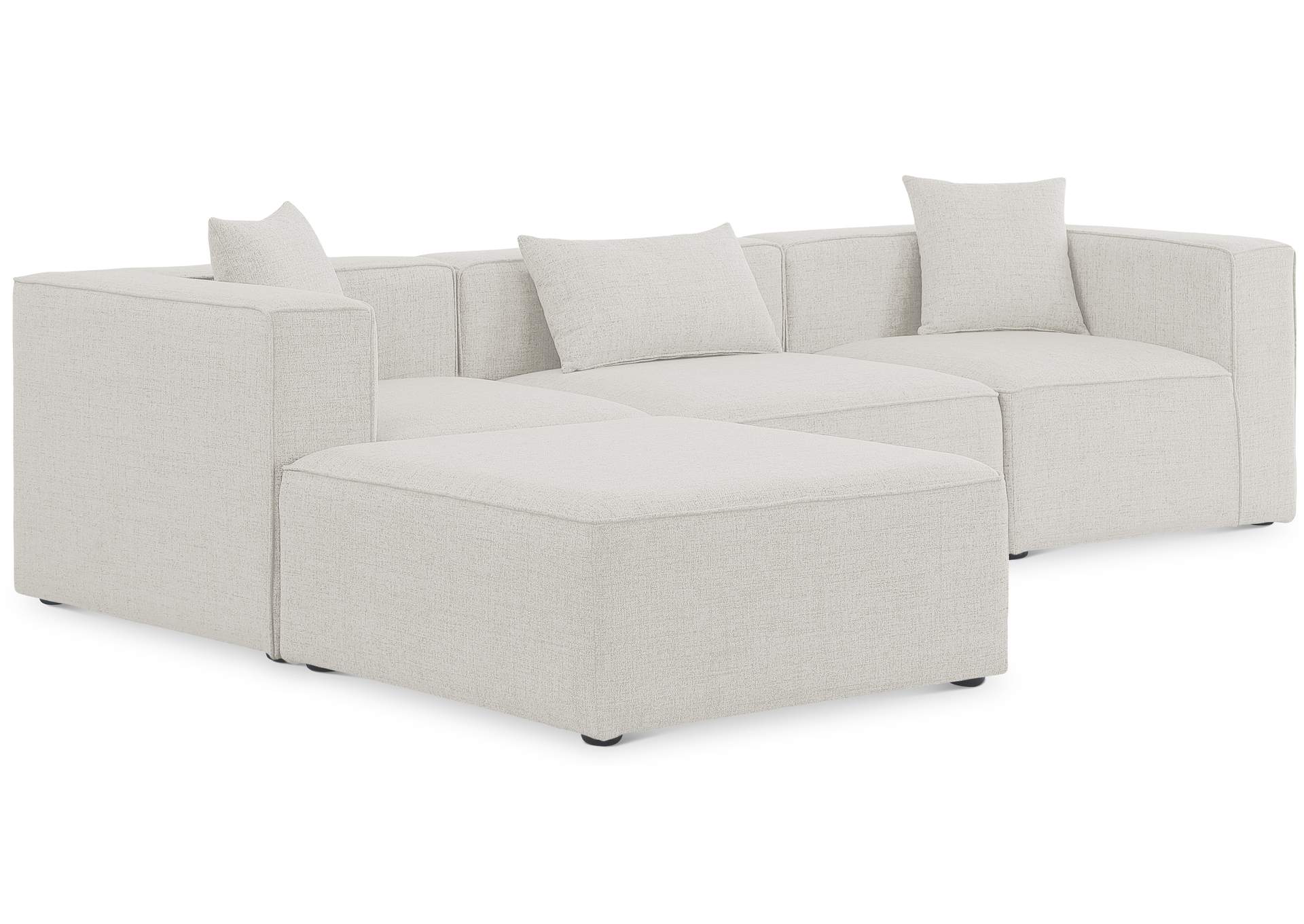 Cube Cream Durable Linen Textured Modular Sectional,Meridian Furniture