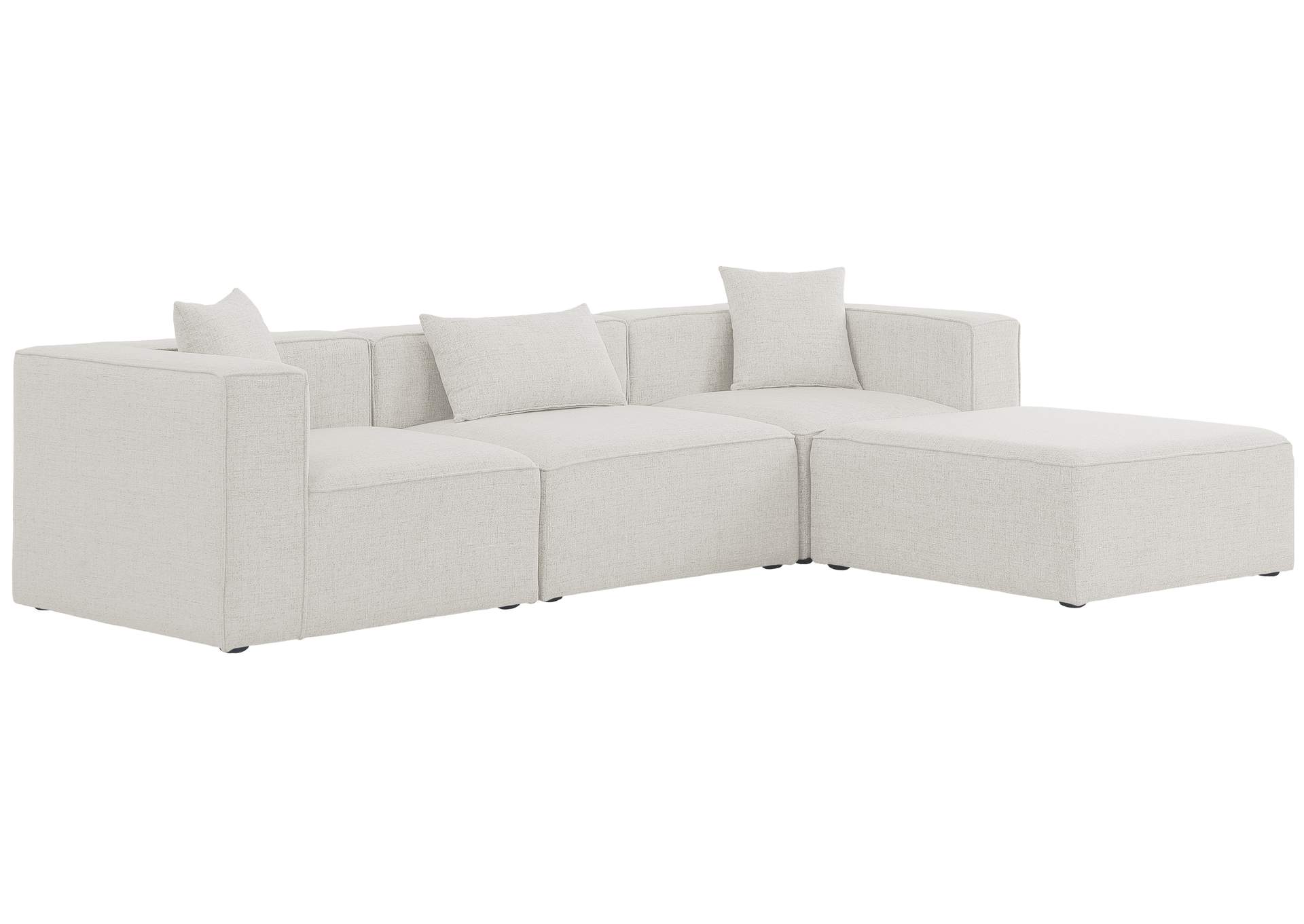 Cube Cream Durable Linen Textured Modular Sectional,Meridian Furniture