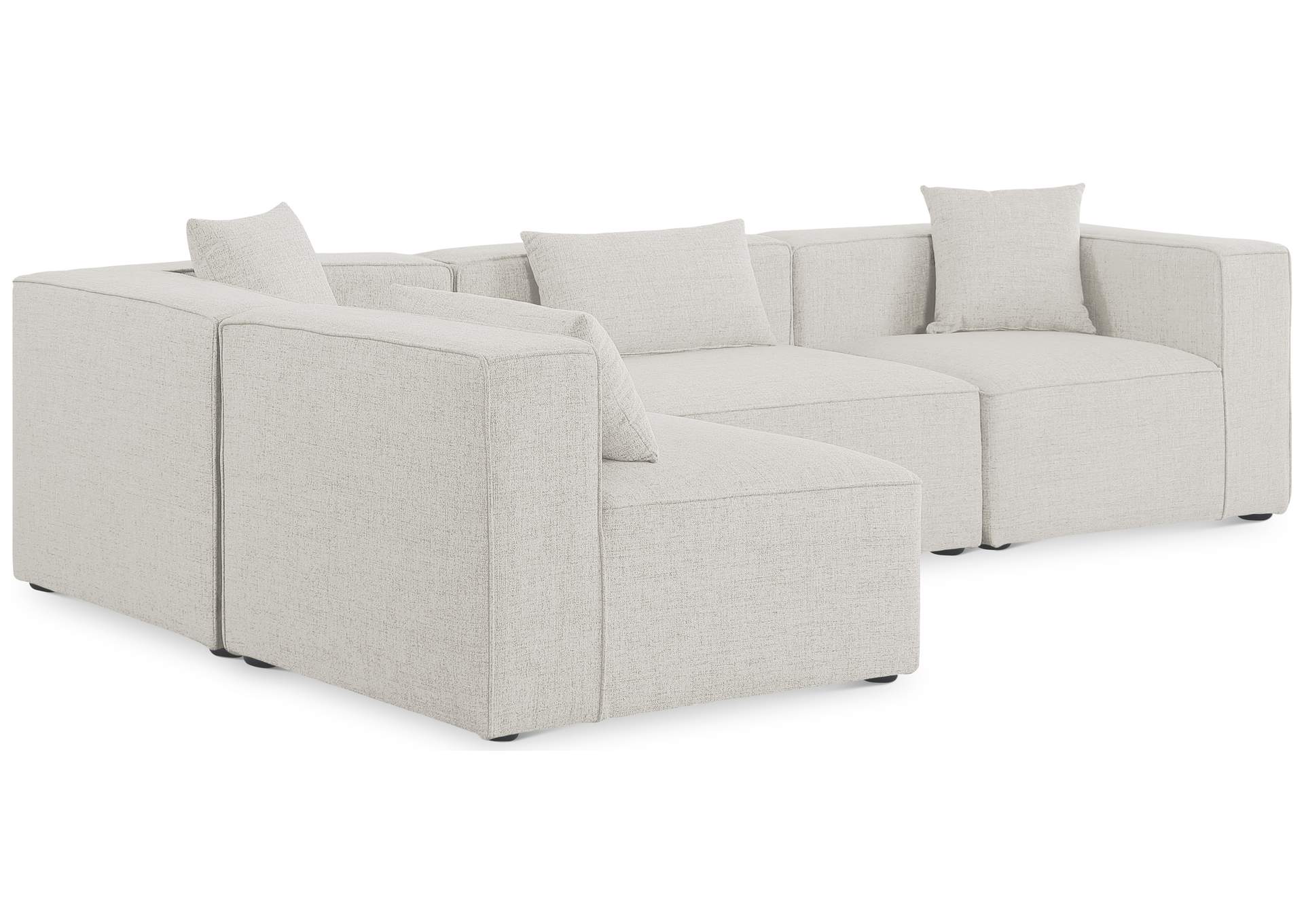 Cube Cream Durable Linen Textured Modular Sectional,Meridian Furniture