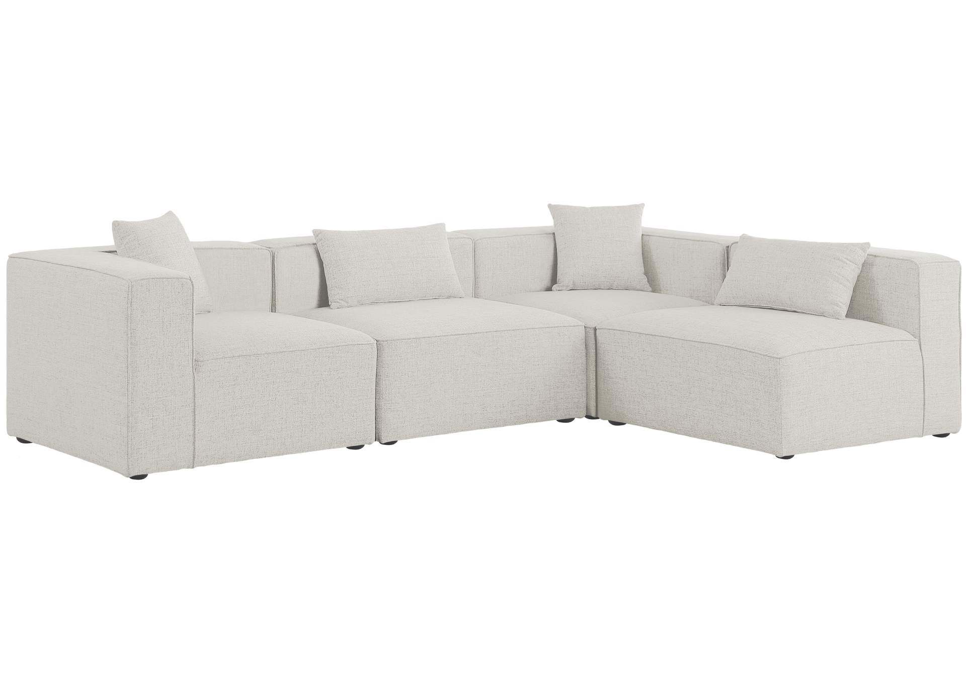 Cube Cream Durable Linen Textured Modular Sectional,Meridian Furniture