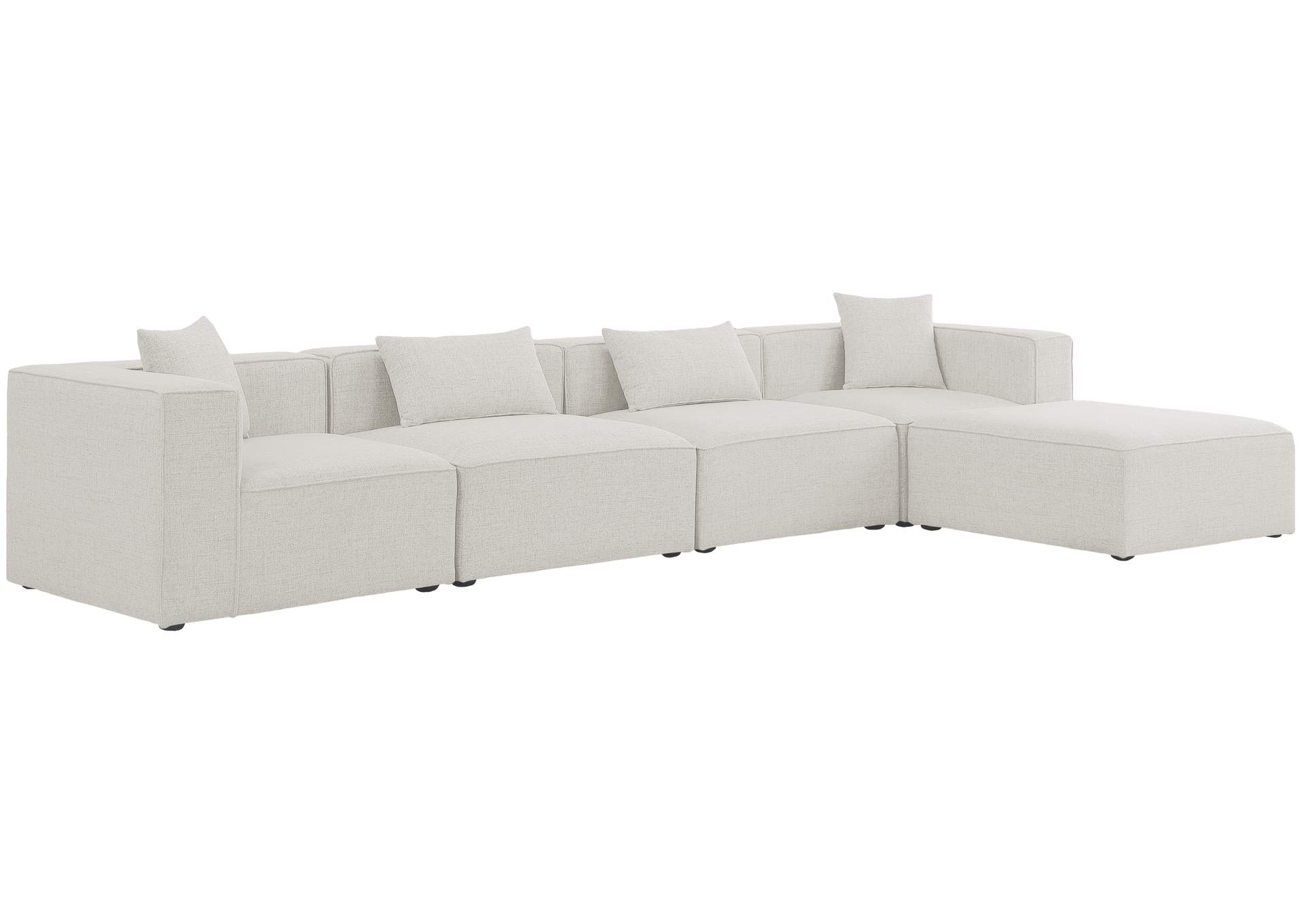 Cube Cream Durable Linen Textured Modular Sectional,Meridian Furniture