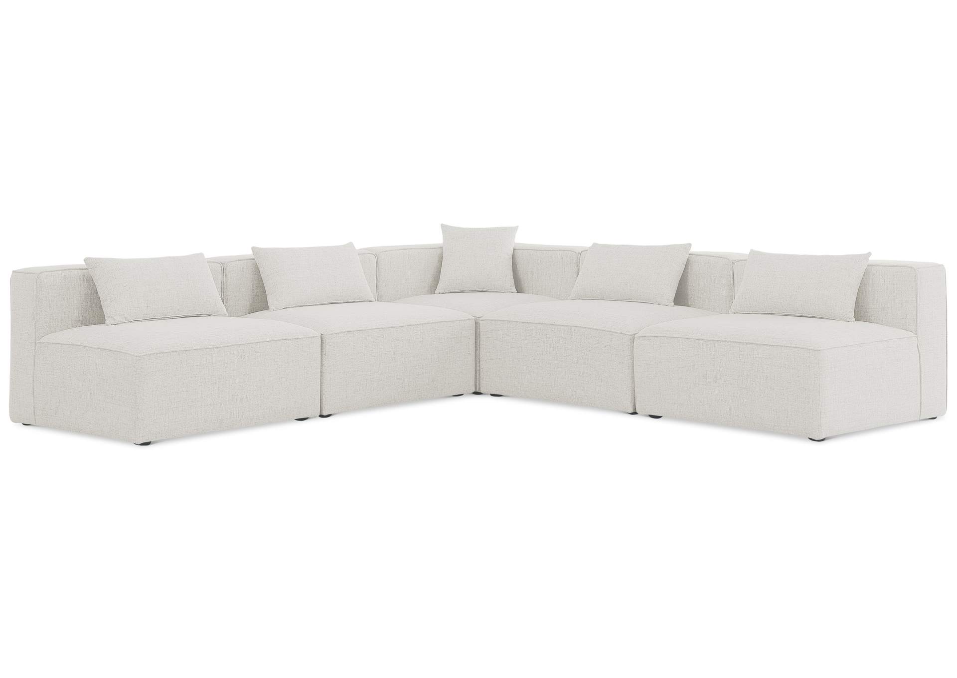 Cube Cream Durable Linen Textured Modular Sectional,Meridian Furniture