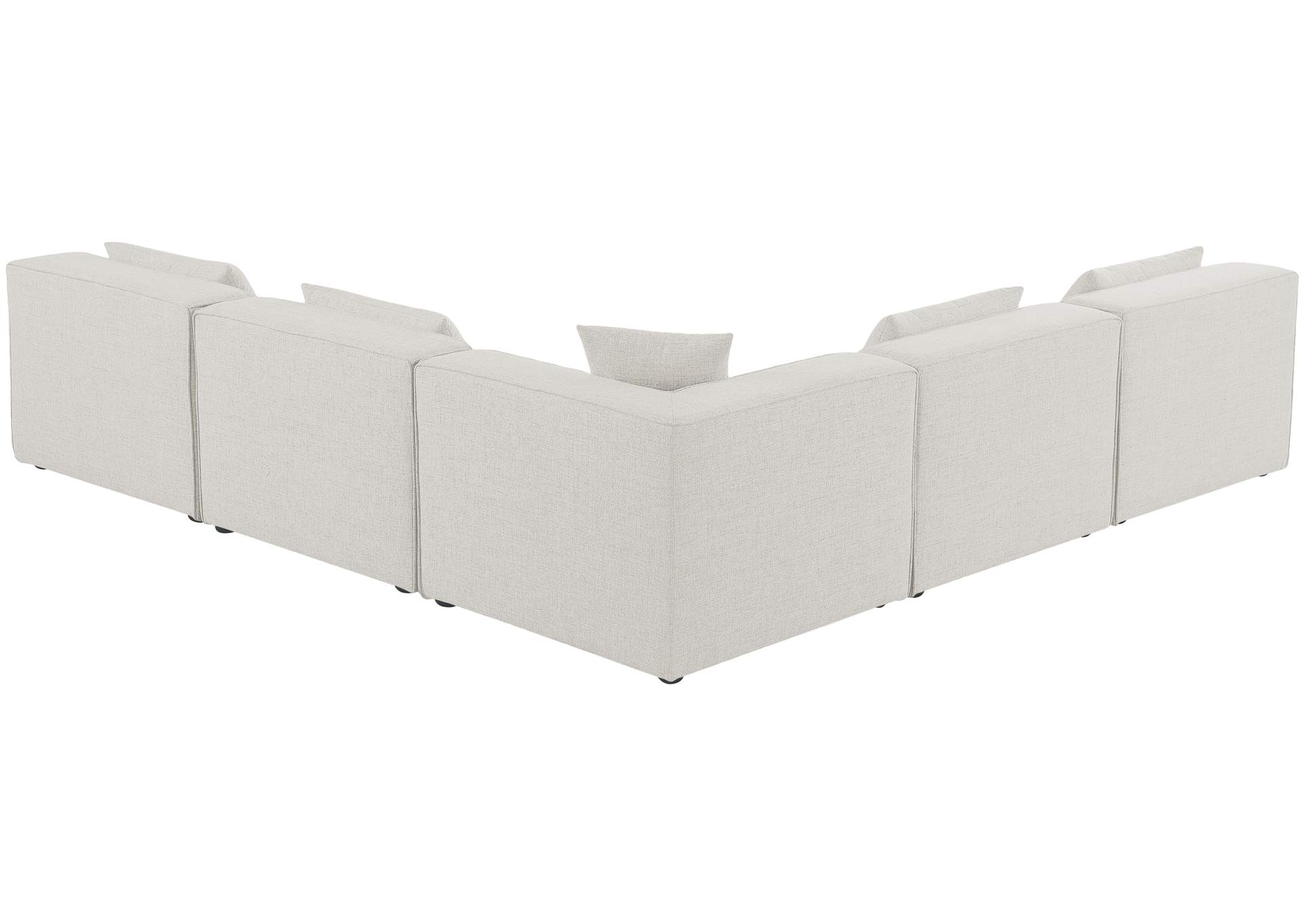 Cube Cream Durable Linen Textured Modular Sectional,Meridian Furniture