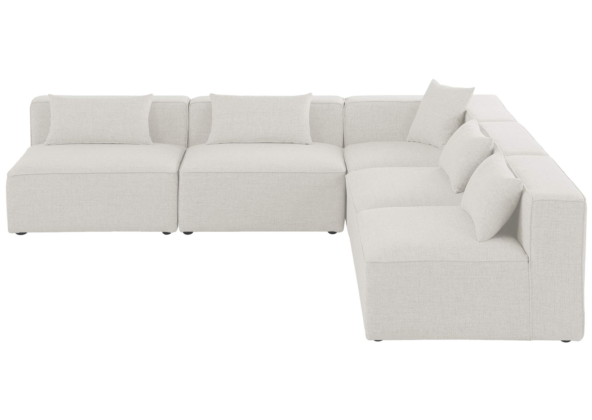 Cube Cream Durable Linen Textured Modular Sectional,Meridian Furniture