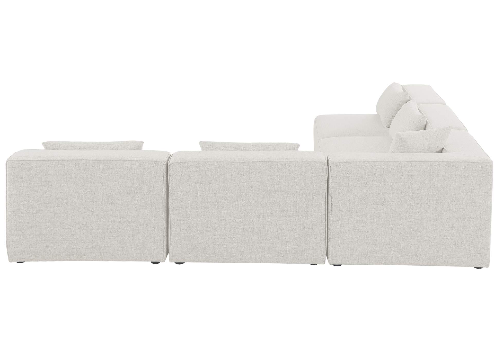 Cube Cream Durable Linen Textured Modular Sectional,Meridian Furniture