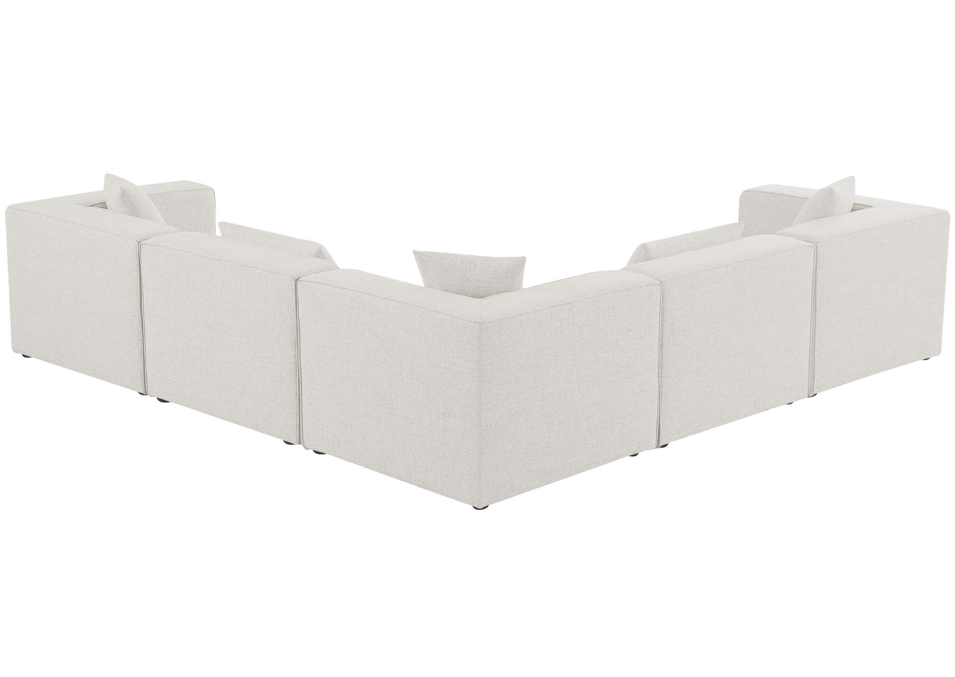 Cube Cream Durable Linen Textured Modular Sectional,Meridian Furniture