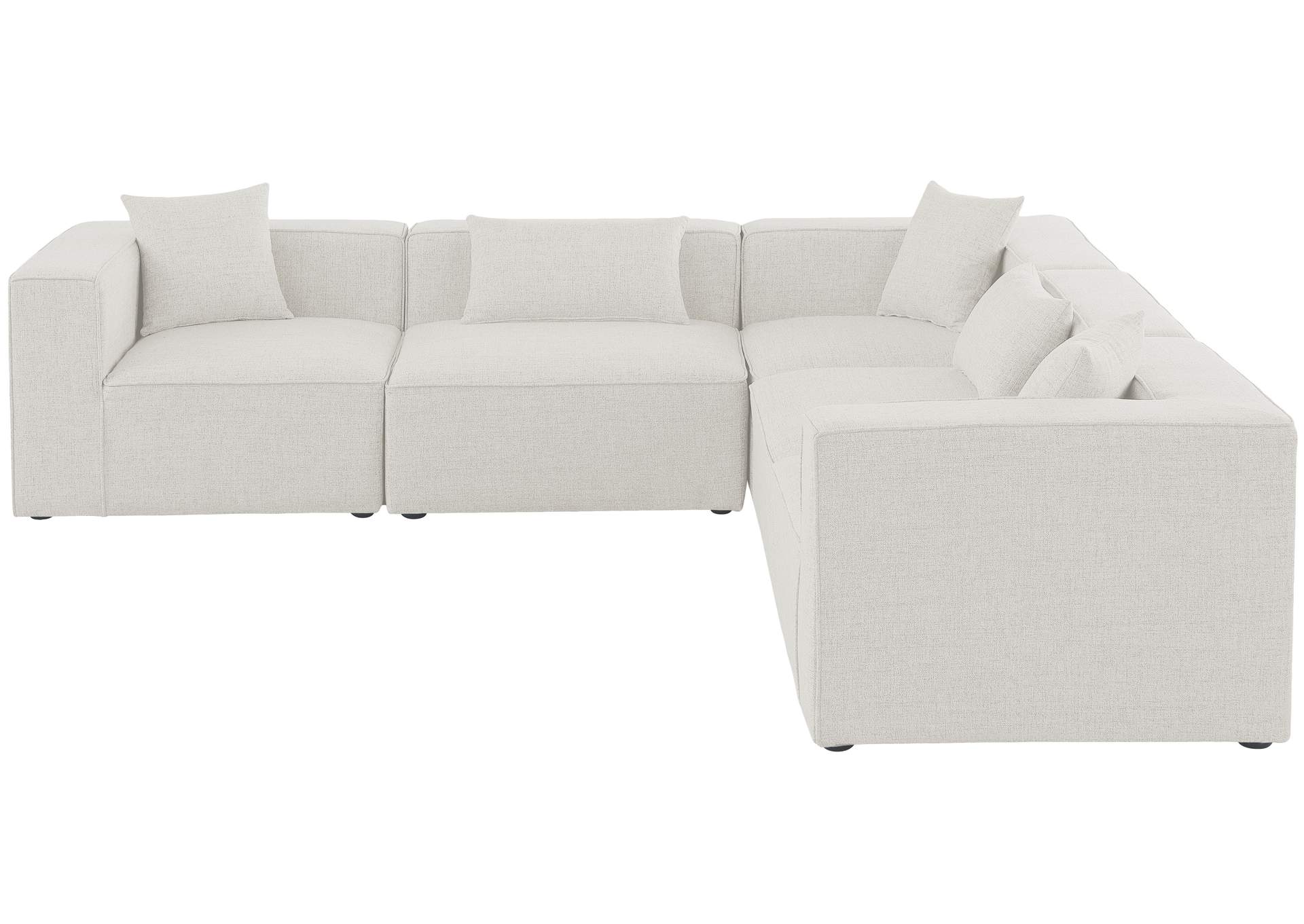 Cube Cream Durable Linen Textured Modular Sectional,Meridian Furniture