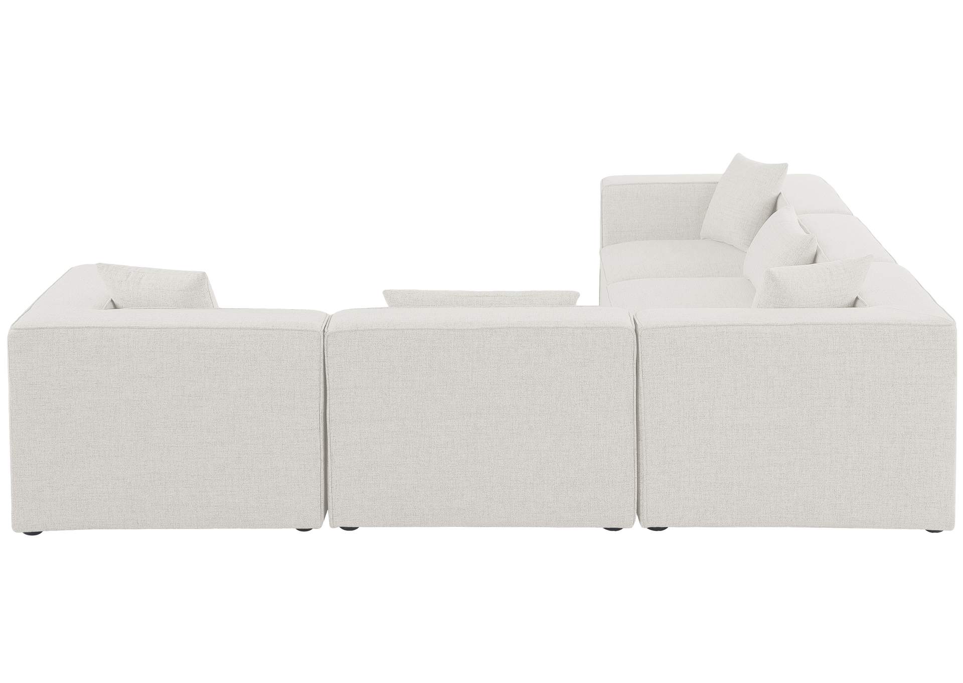 Cube Cream Durable Linen Textured Modular Sectional,Meridian Furniture