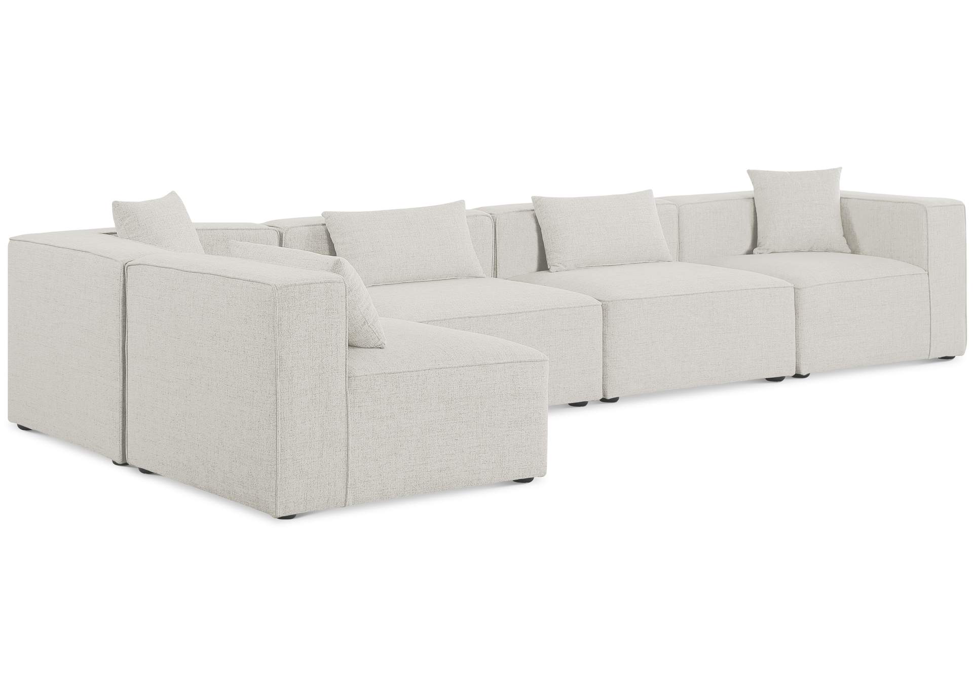 Cube Cream Durable Linen Textured Modular Sectional,Meridian Furniture