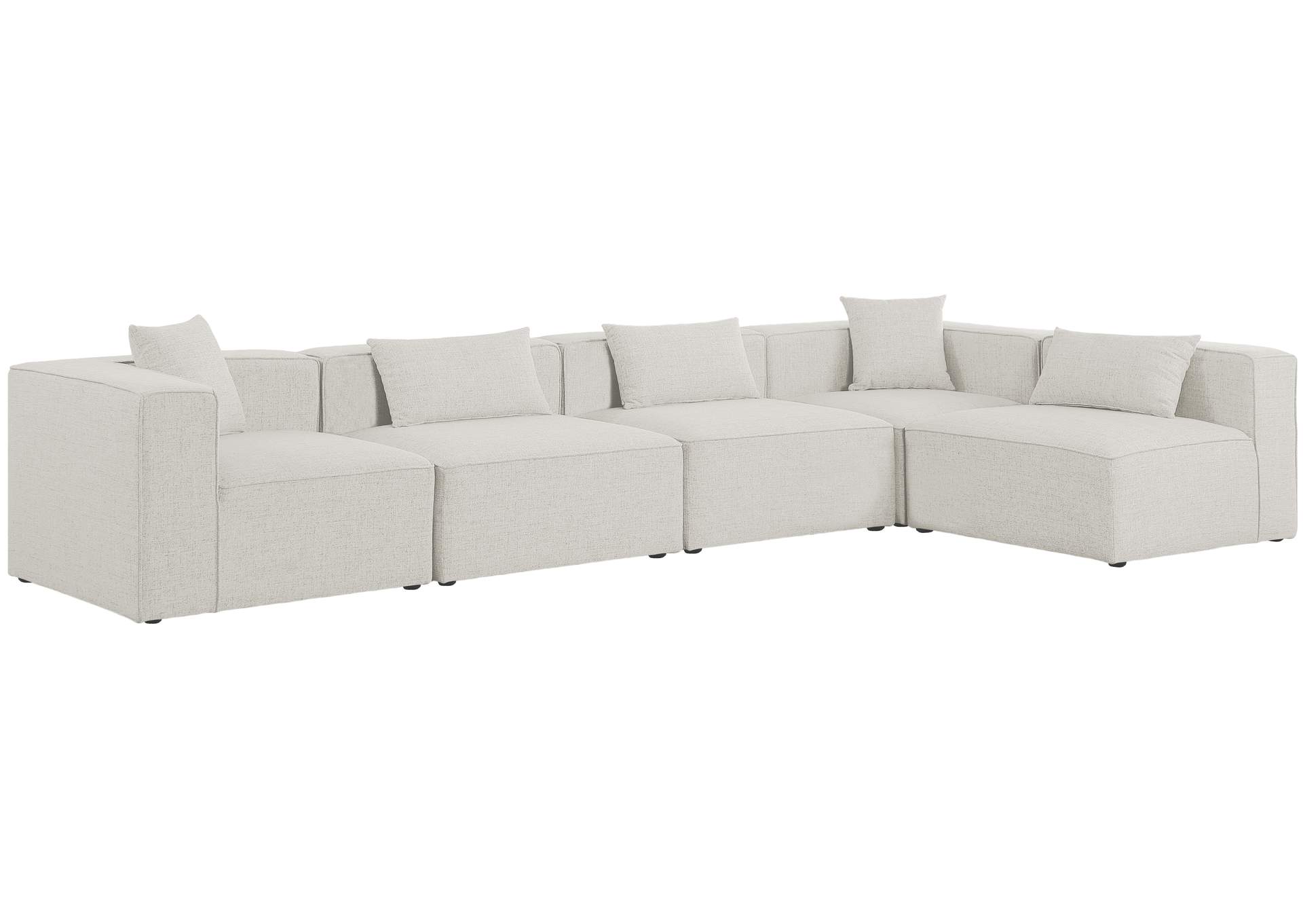 Cube Cream Durable Linen Textured Modular Sectional,Meridian Furniture