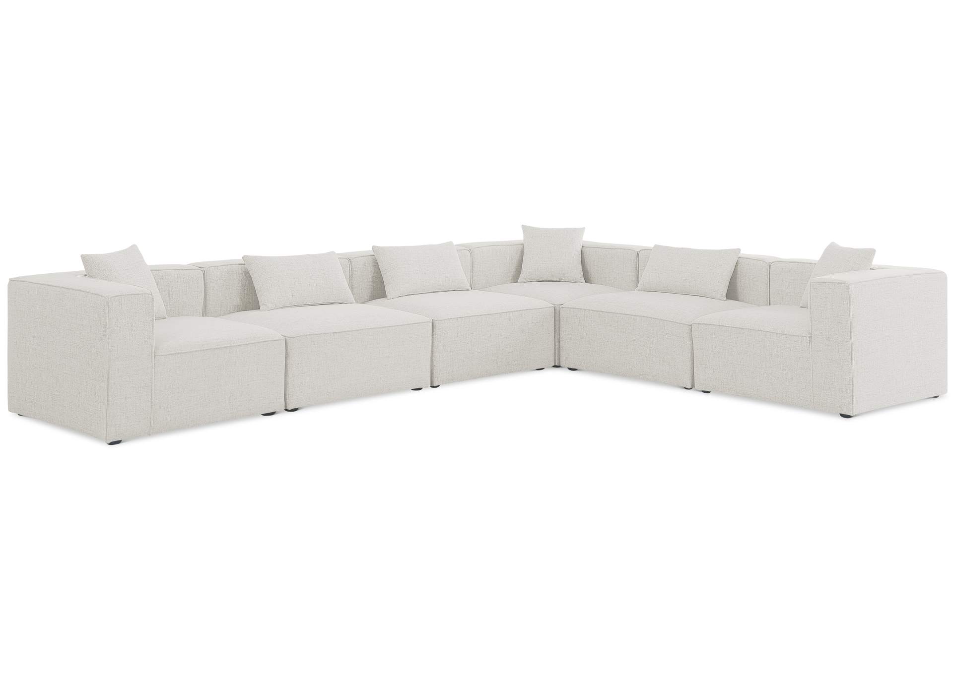 Cube Cream Durable Linen Textured Modular Sectional,Meridian Furniture