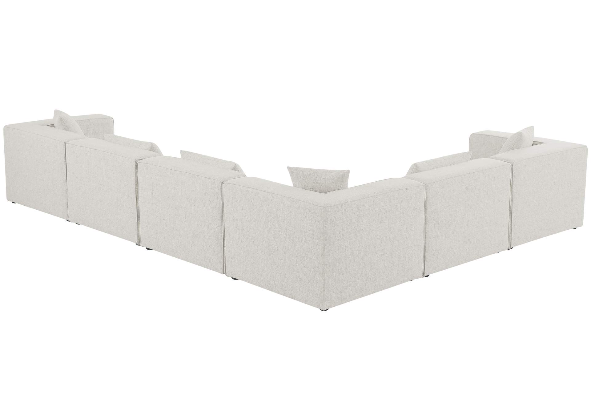 Cube Cream Durable Linen Textured Modular Sectional,Meridian Furniture