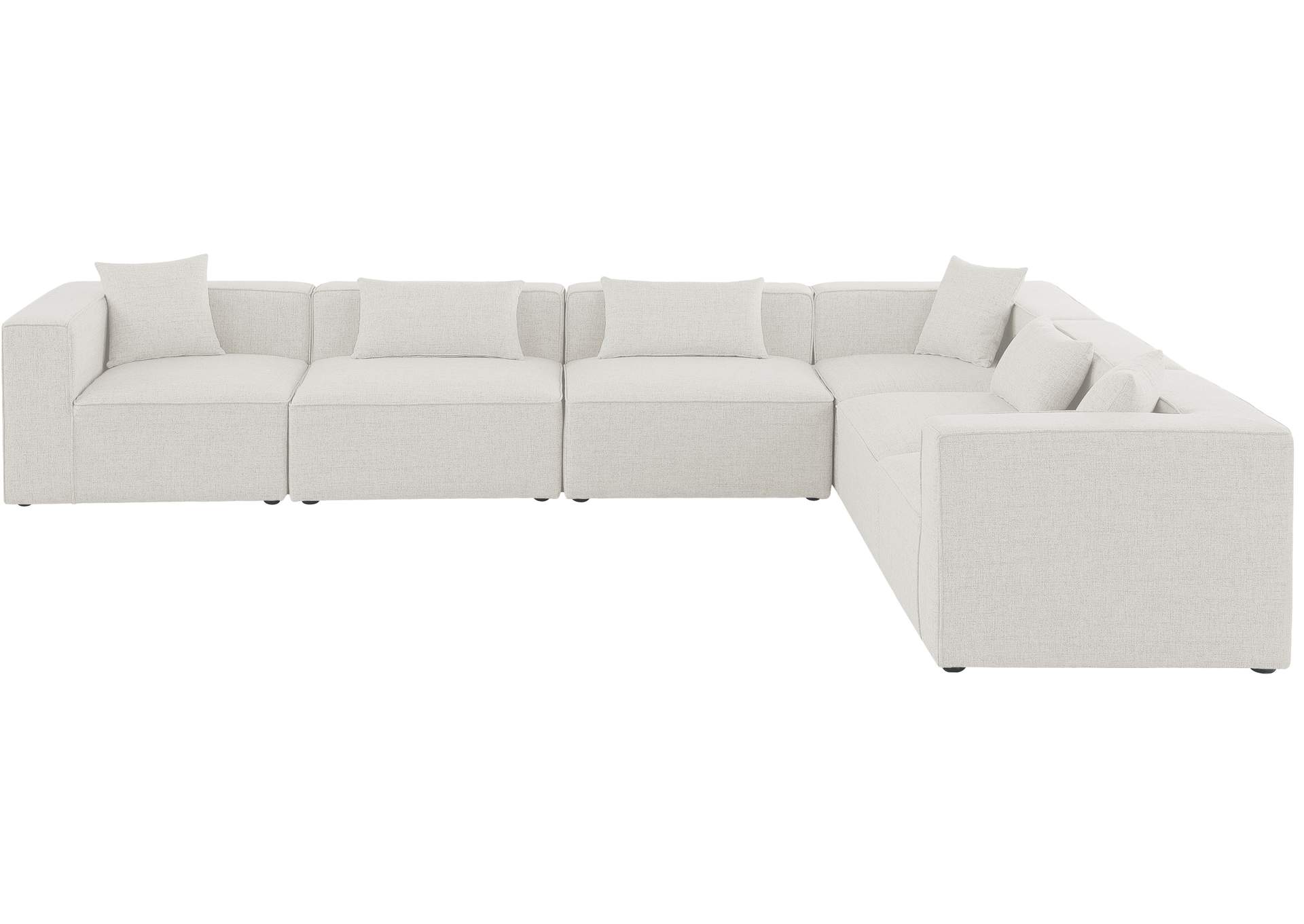 Cube Cream Durable Linen Textured Modular Sectional,Meridian Furniture