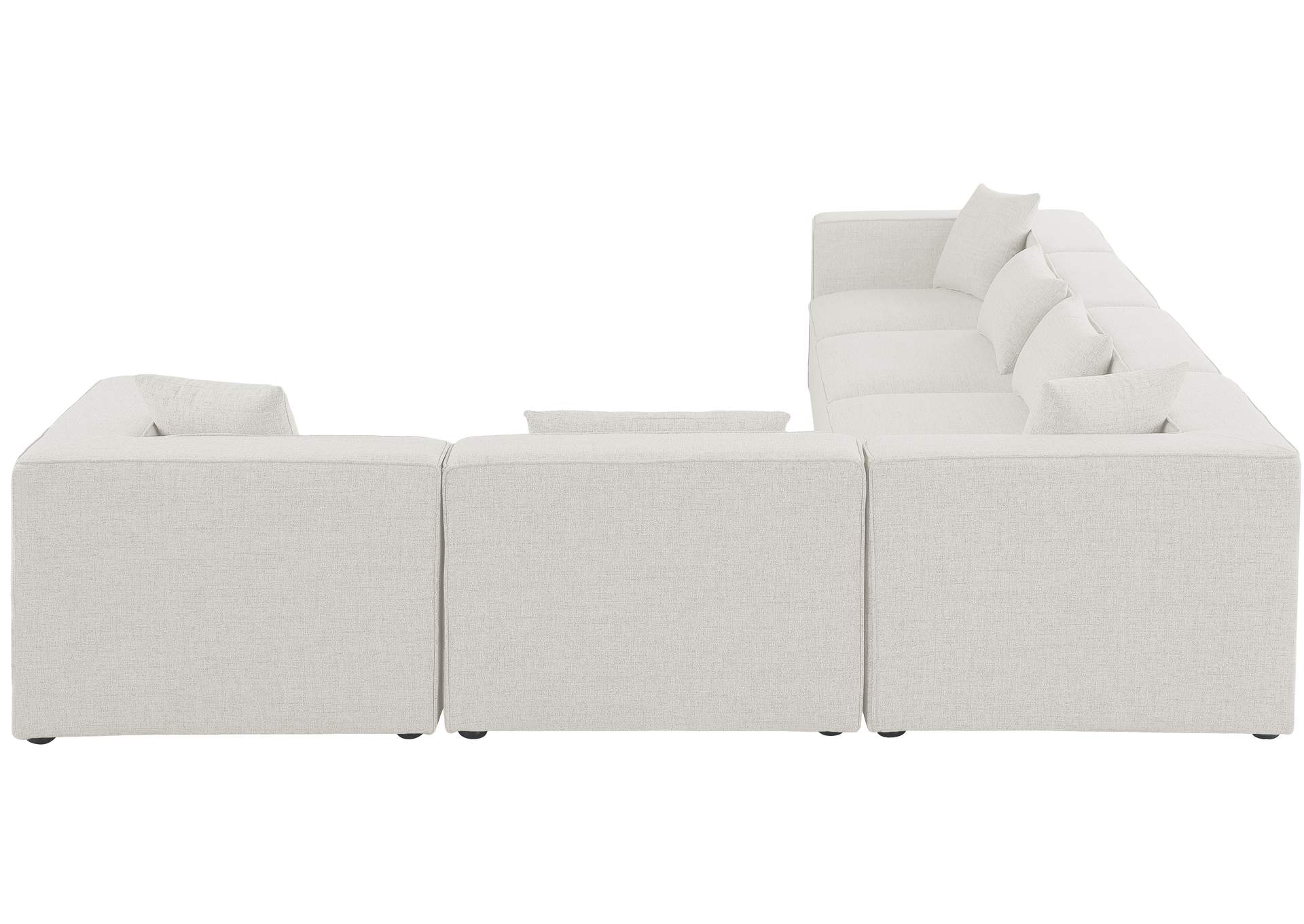 Cube Cream Durable Linen Textured Modular Sectional,Meridian Furniture