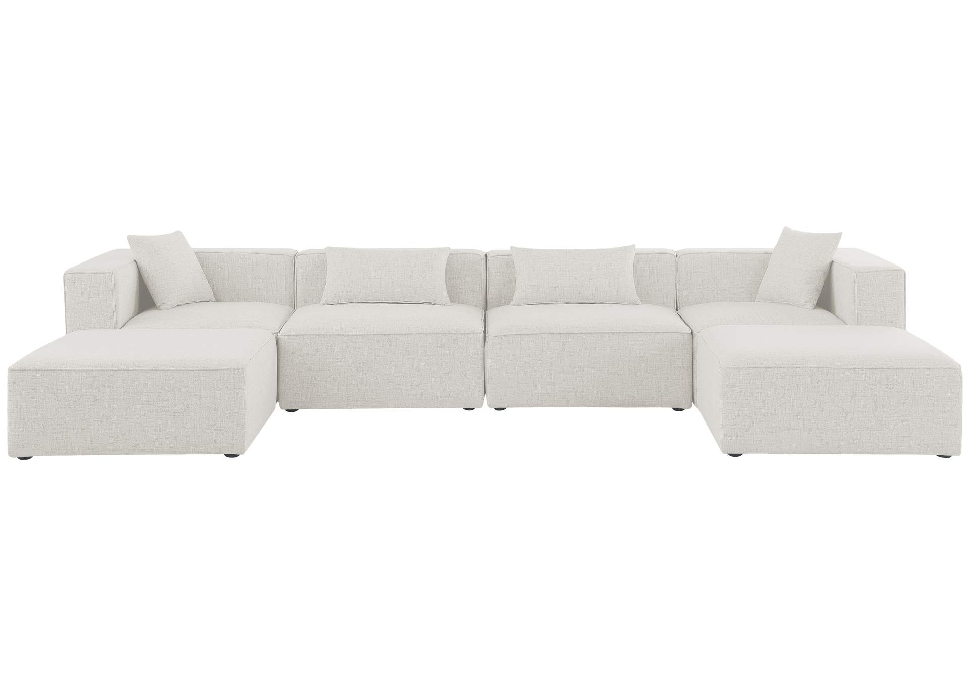 Cube Cream Durable Linen Textured Modular Sectional,Meridian Furniture