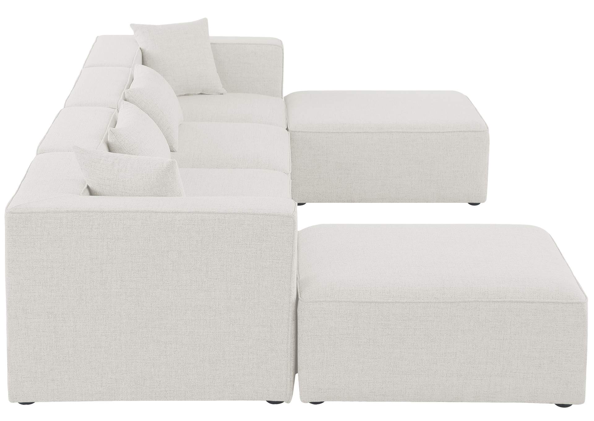 Cube Cream Durable Linen Textured Modular Sectional,Meridian Furniture