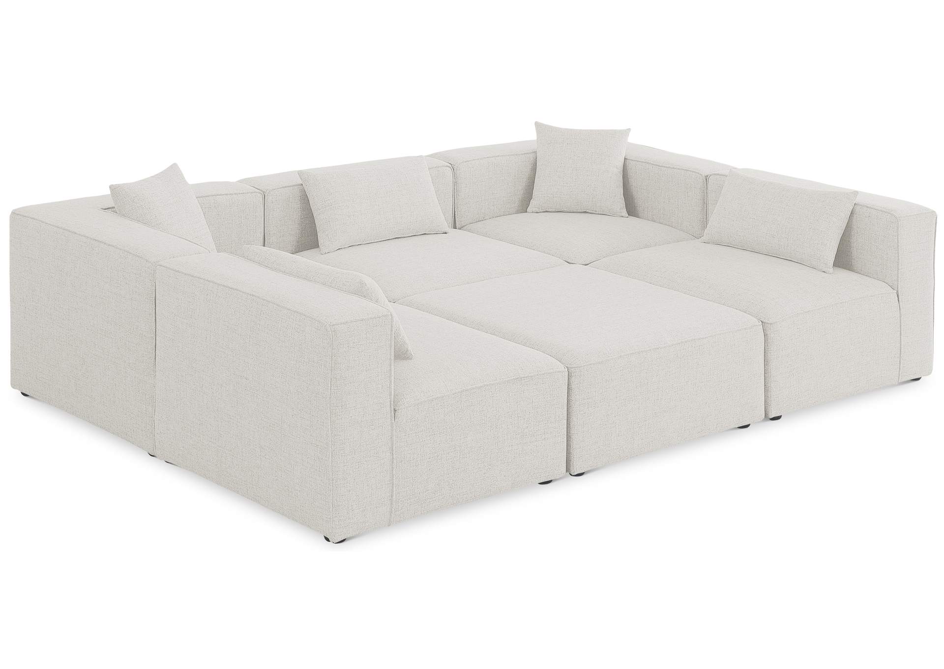 Cube Cream Durable Linen Textured Modular Sectional,Meridian Furniture