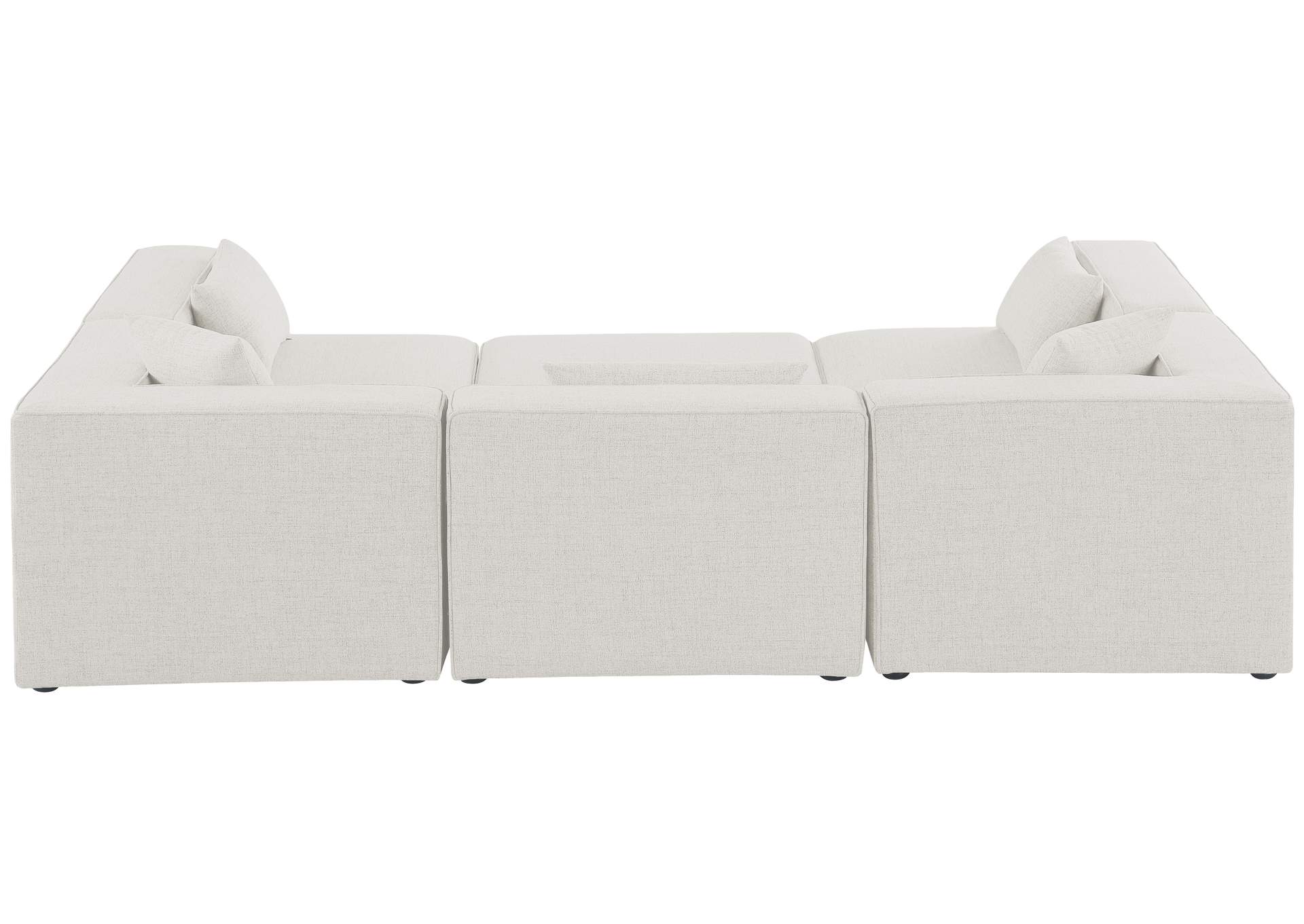 Cube Cream Durable Linen Textured Modular Sectional,Meridian Furniture