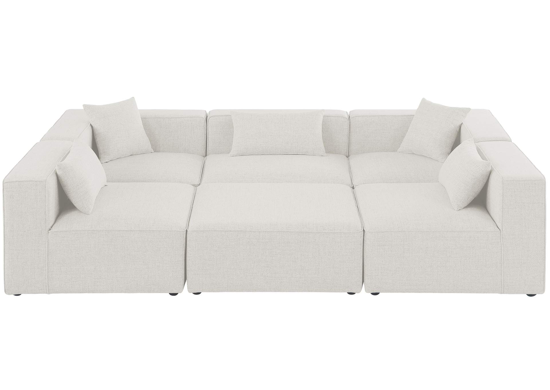 Cube Cream Durable Linen Textured Modular Sectional,Meridian Furniture