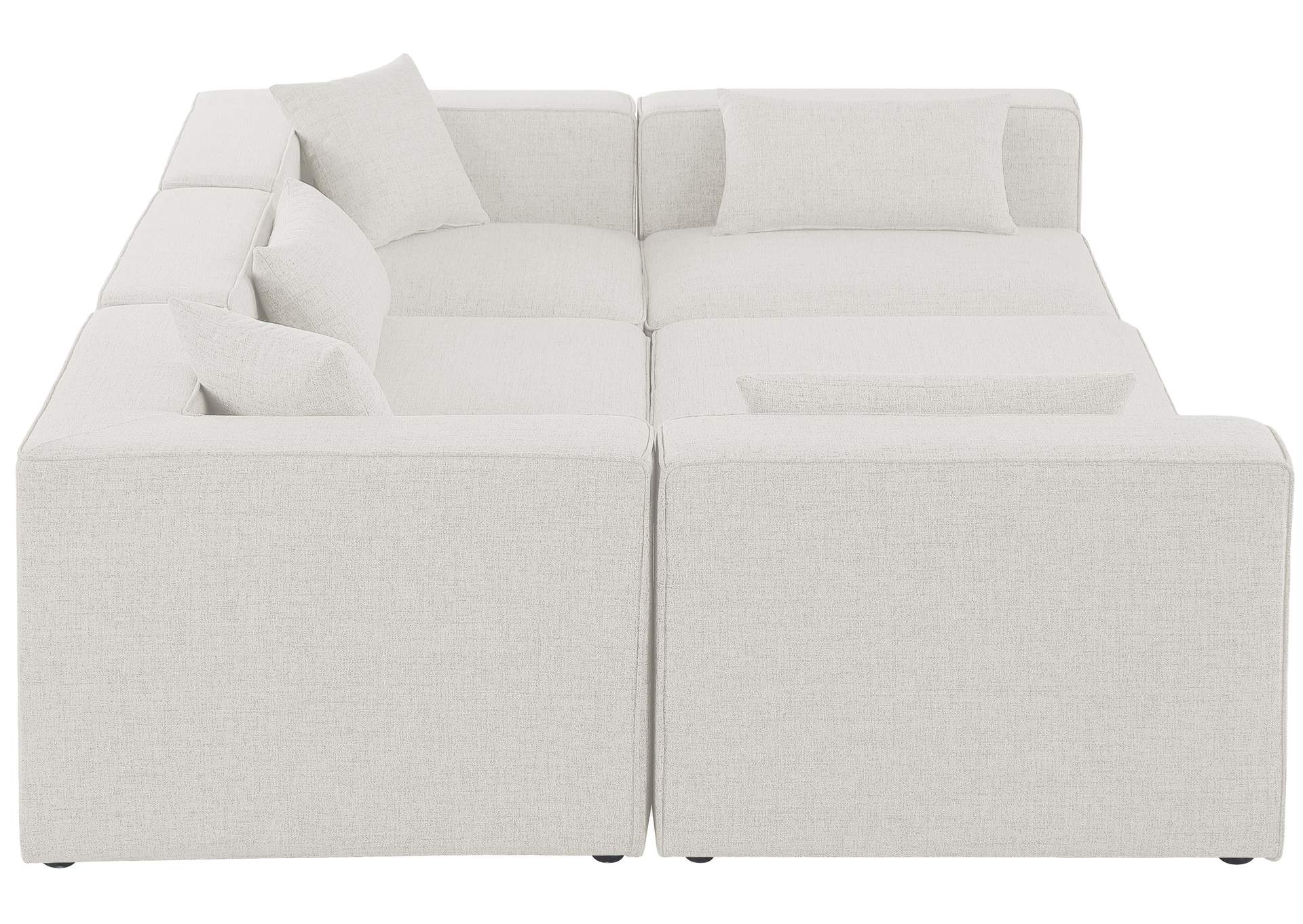 Cube Cream Durable Linen Textured Modular Sectional,Meridian Furniture