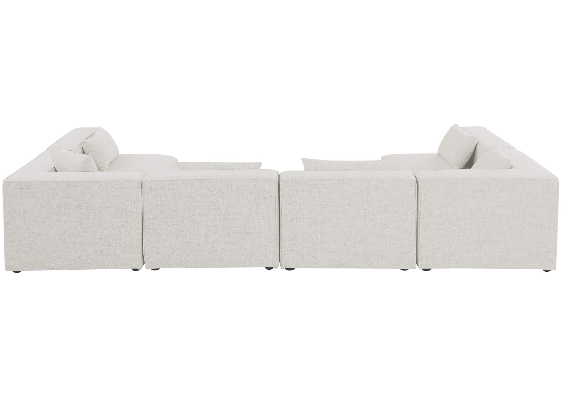 Cube Cream Durable Linen Textured Modular Sectional,Meridian Furniture