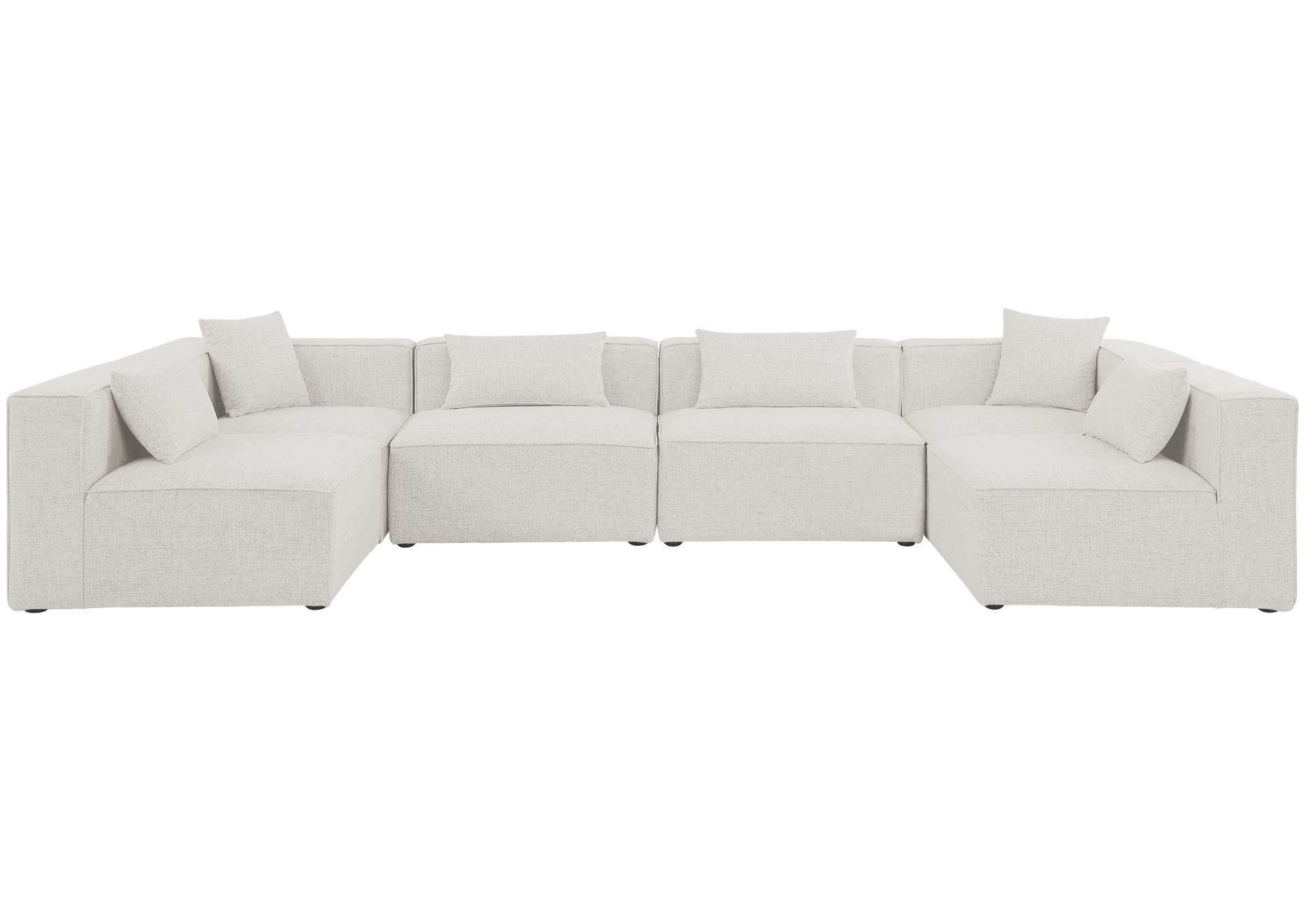 Cube Cream Durable Linen Textured Modular Sectional,Meridian Furniture