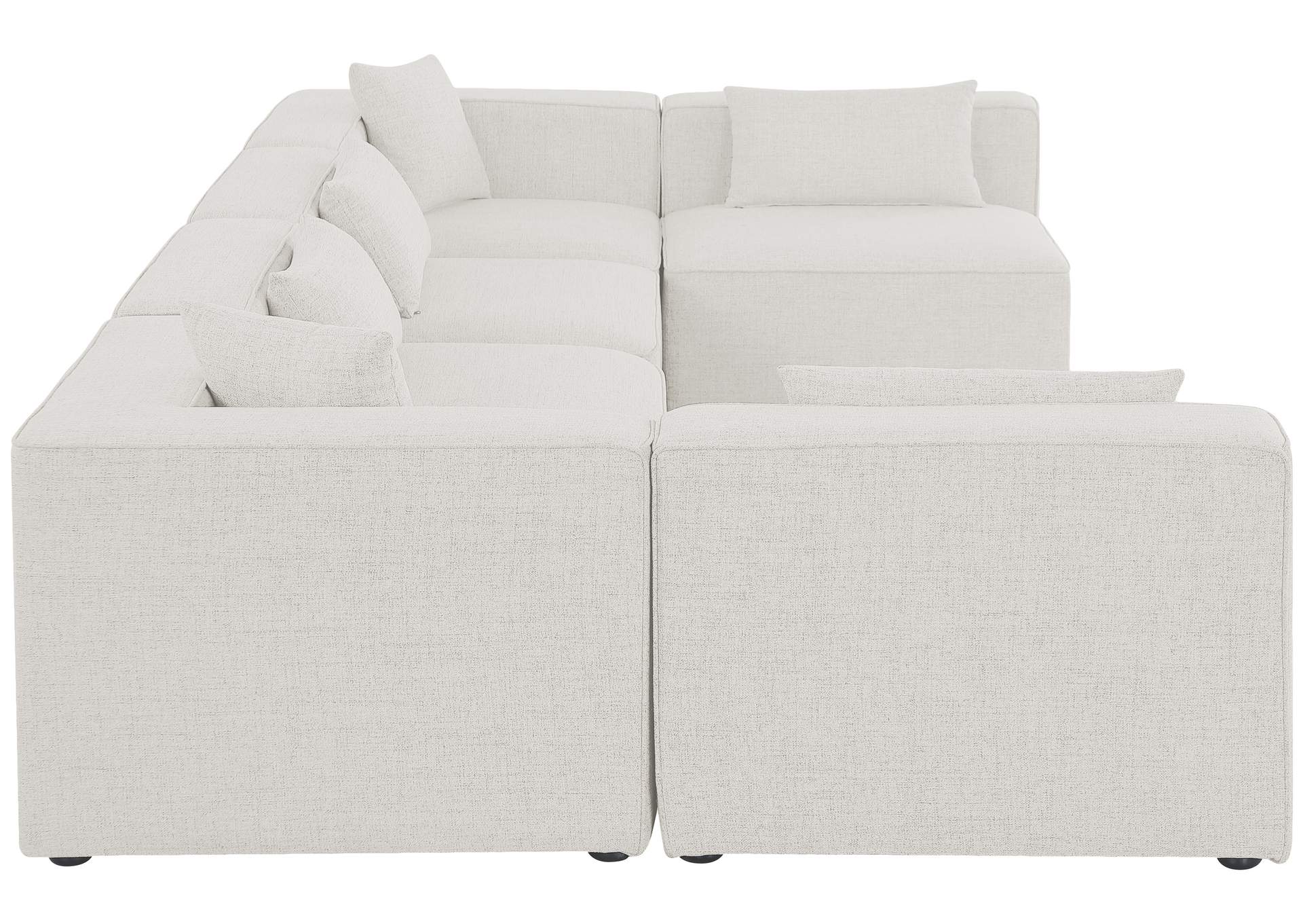 Cube Cream Durable Linen Textured Modular Sectional,Meridian Furniture