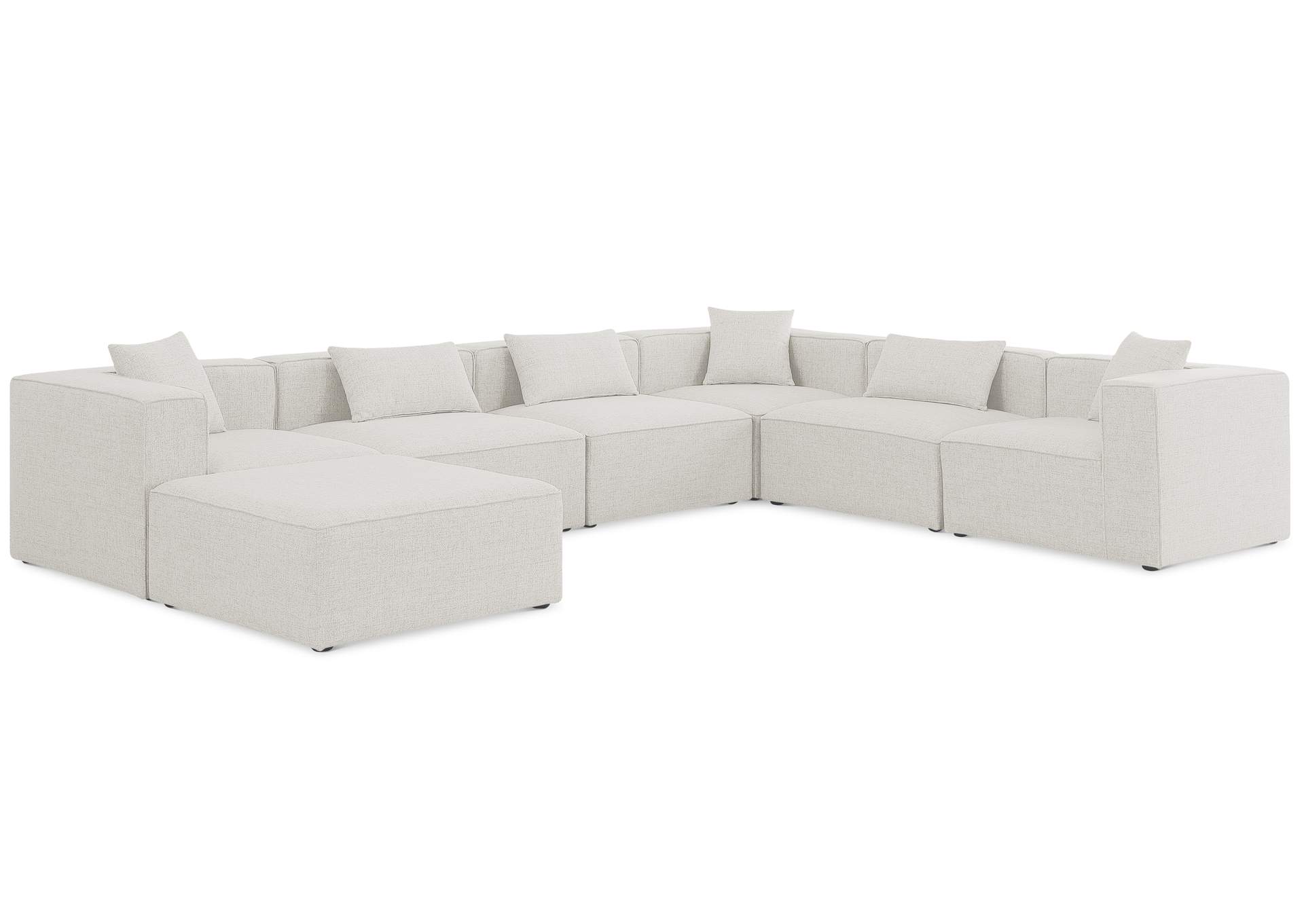 Cube Cream Durable Linen Textured Modular Sectional,Meridian Furniture