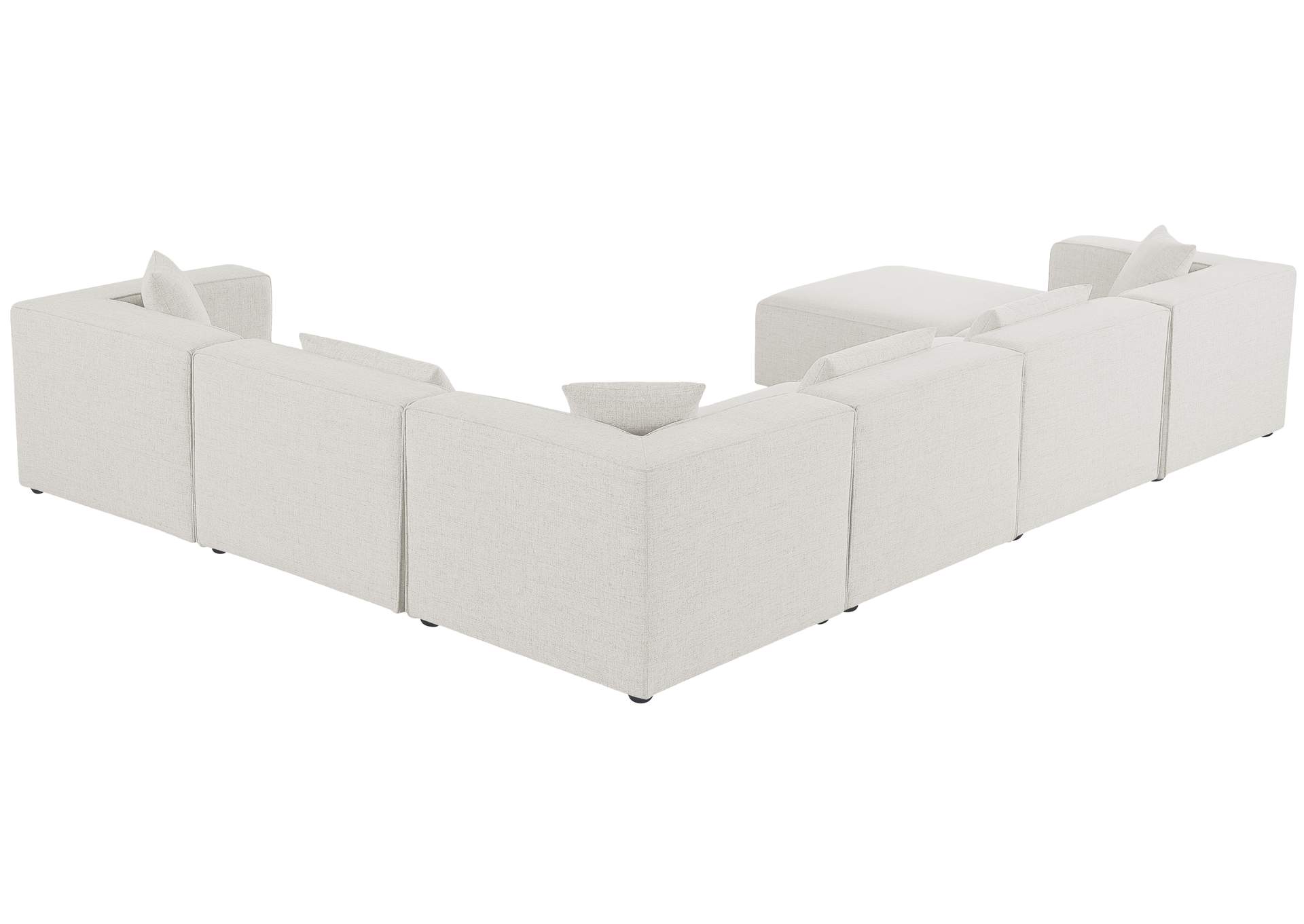 Cube Cream Durable Linen Textured Modular Sectional,Meridian Furniture