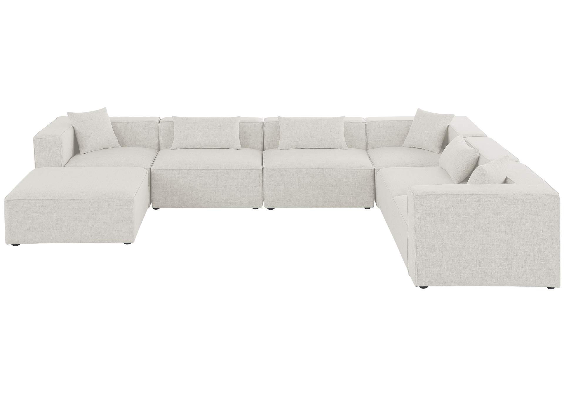 Cube Cream Durable Linen Textured Modular Sectional,Meridian Furniture