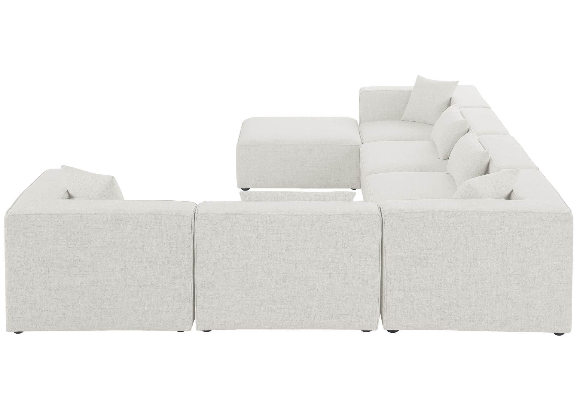 Cube Cream Durable Linen Textured Modular Sectional,Meridian Furniture