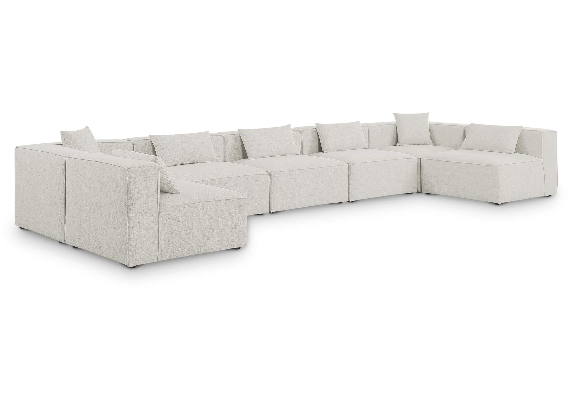 Cube Cream Durable Linen Textured Modular Sectional,Meridian Furniture