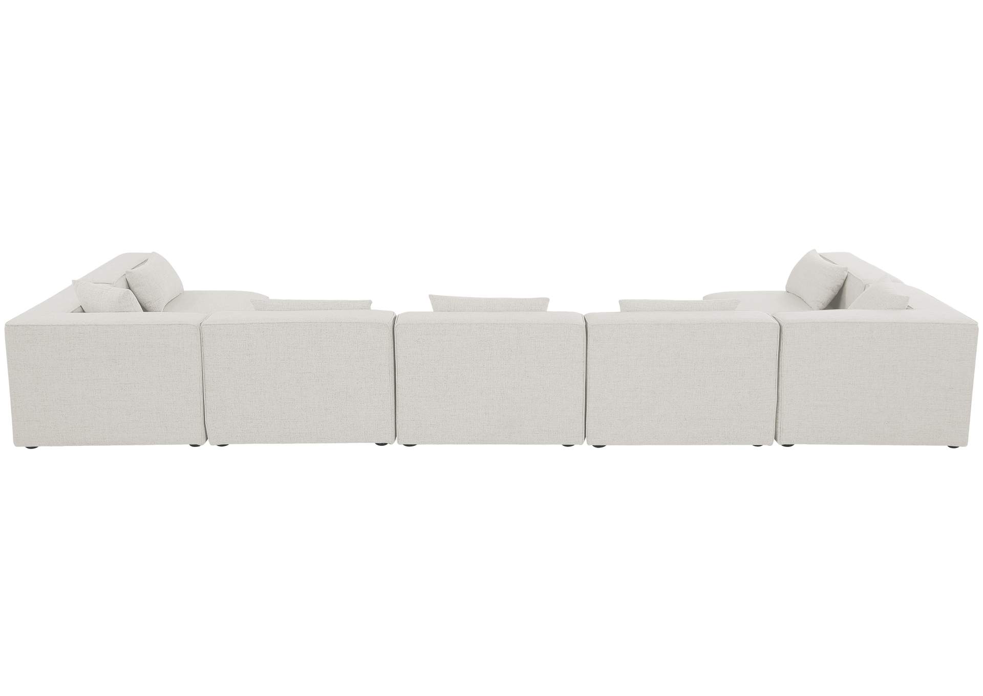 Cube Cream Durable Linen Textured Modular Sectional,Meridian Furniture