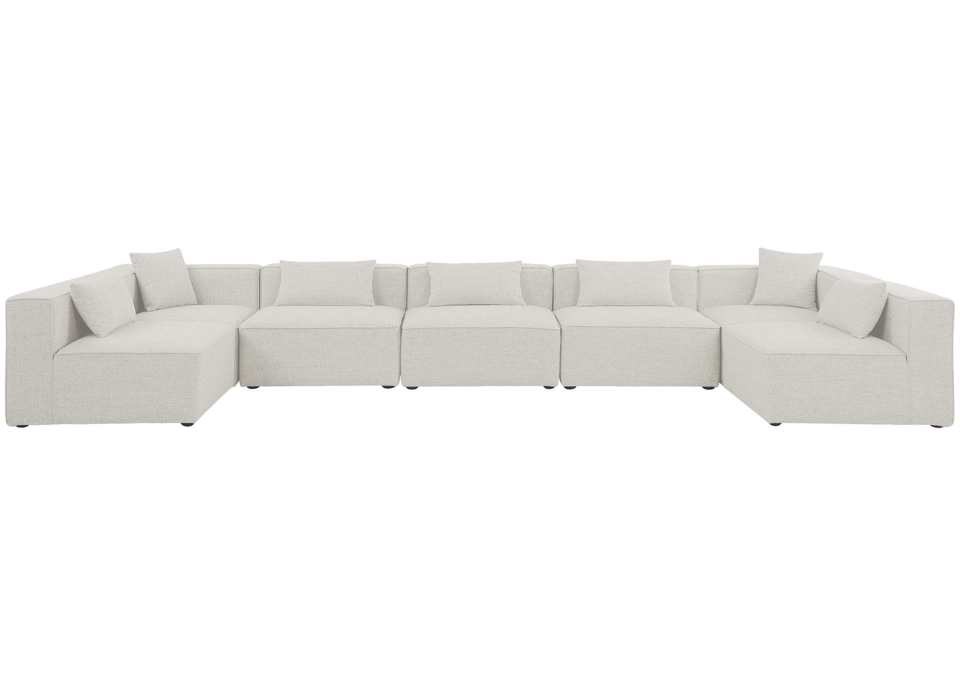 Cube Cream Durable Linen Textured Modular Sectional,Meridian Furniture