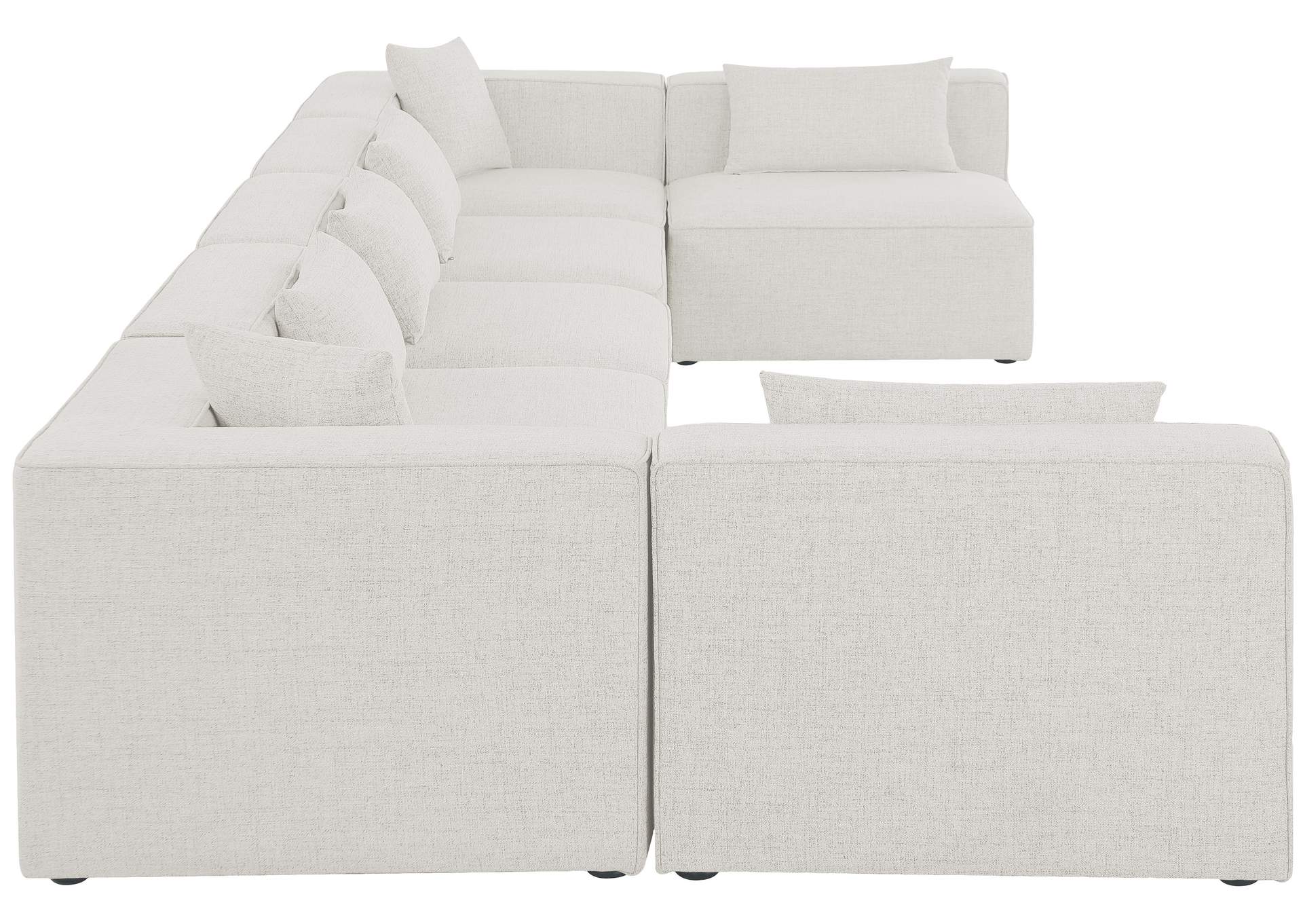 Cube Cream Durable Linen Textured Modular Sectional,Meridian Furniture