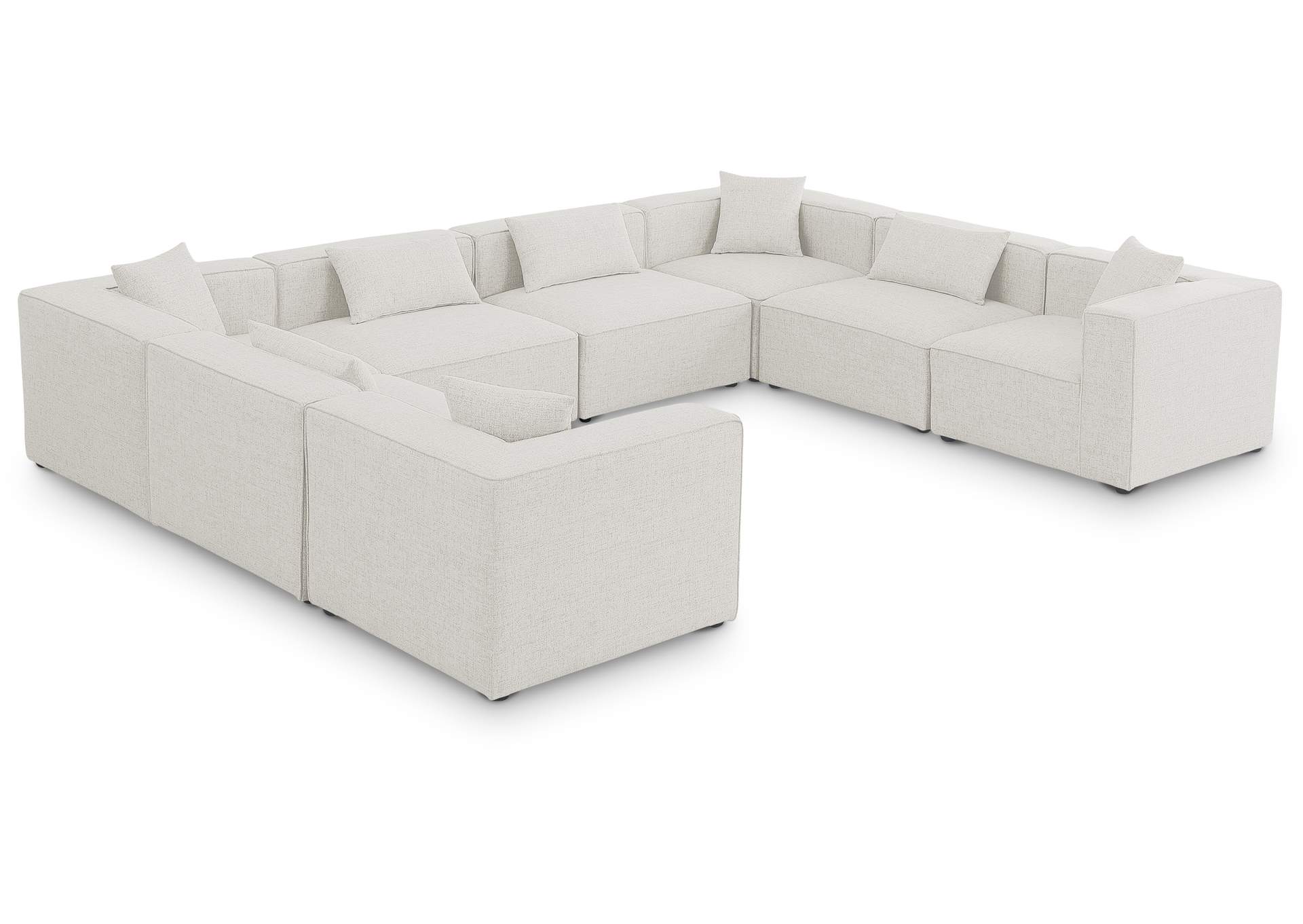 Cube Cream Durable Linen Textured Modular Sectional,Meridian Furniture