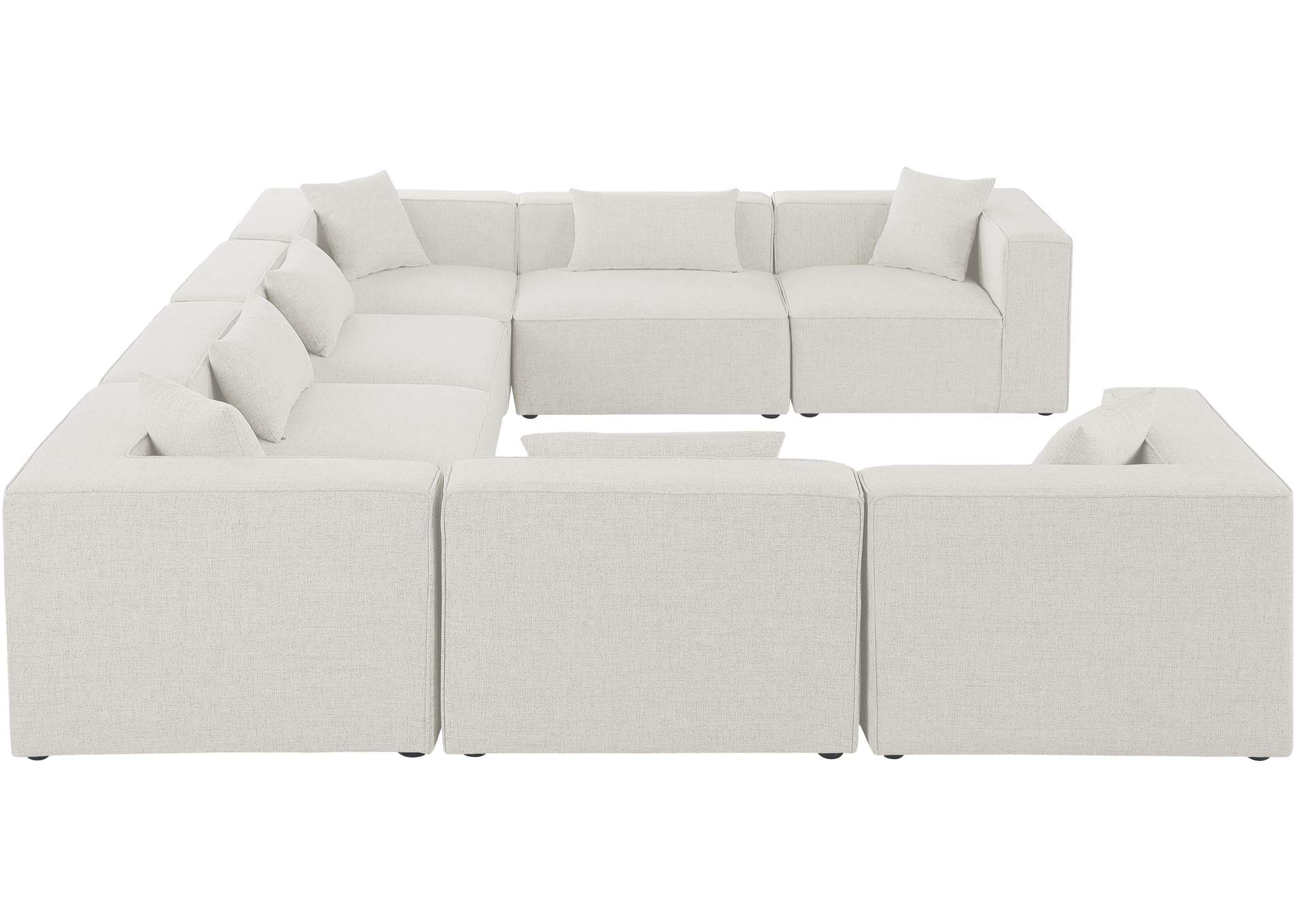 Cube Cream Durable Linen Textured Modular Sectional,Meridian Furniture