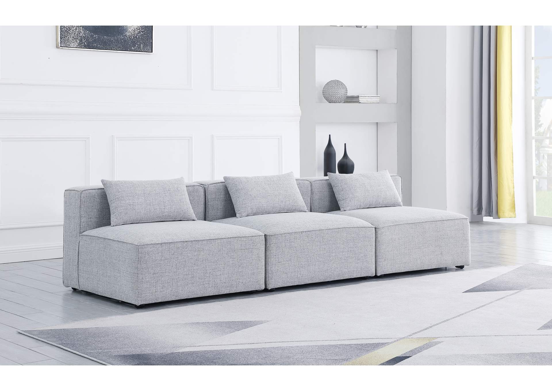 Cube Grey Durable Linen Textured Modular Sofa,Meridian Furniture