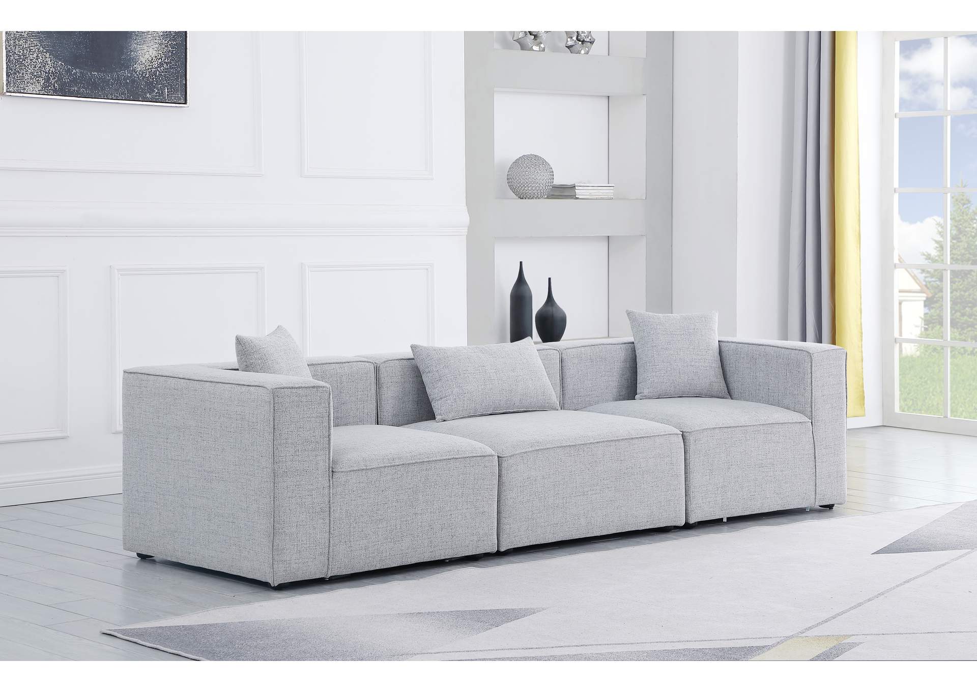 Cube Grey Durable Linen Textured Modular Sofa,Meridian Furniture