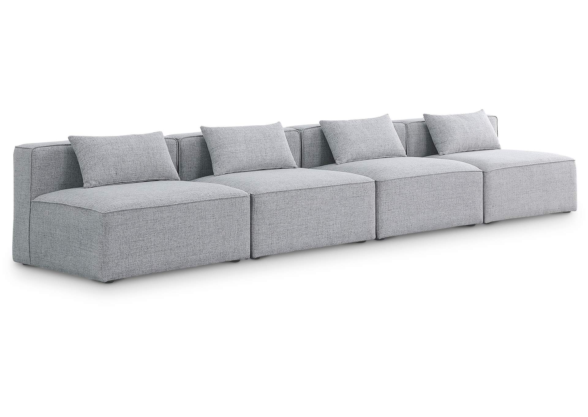 Cube Grey Durable Linen Textured Modular Sofa,Meridian Furniture